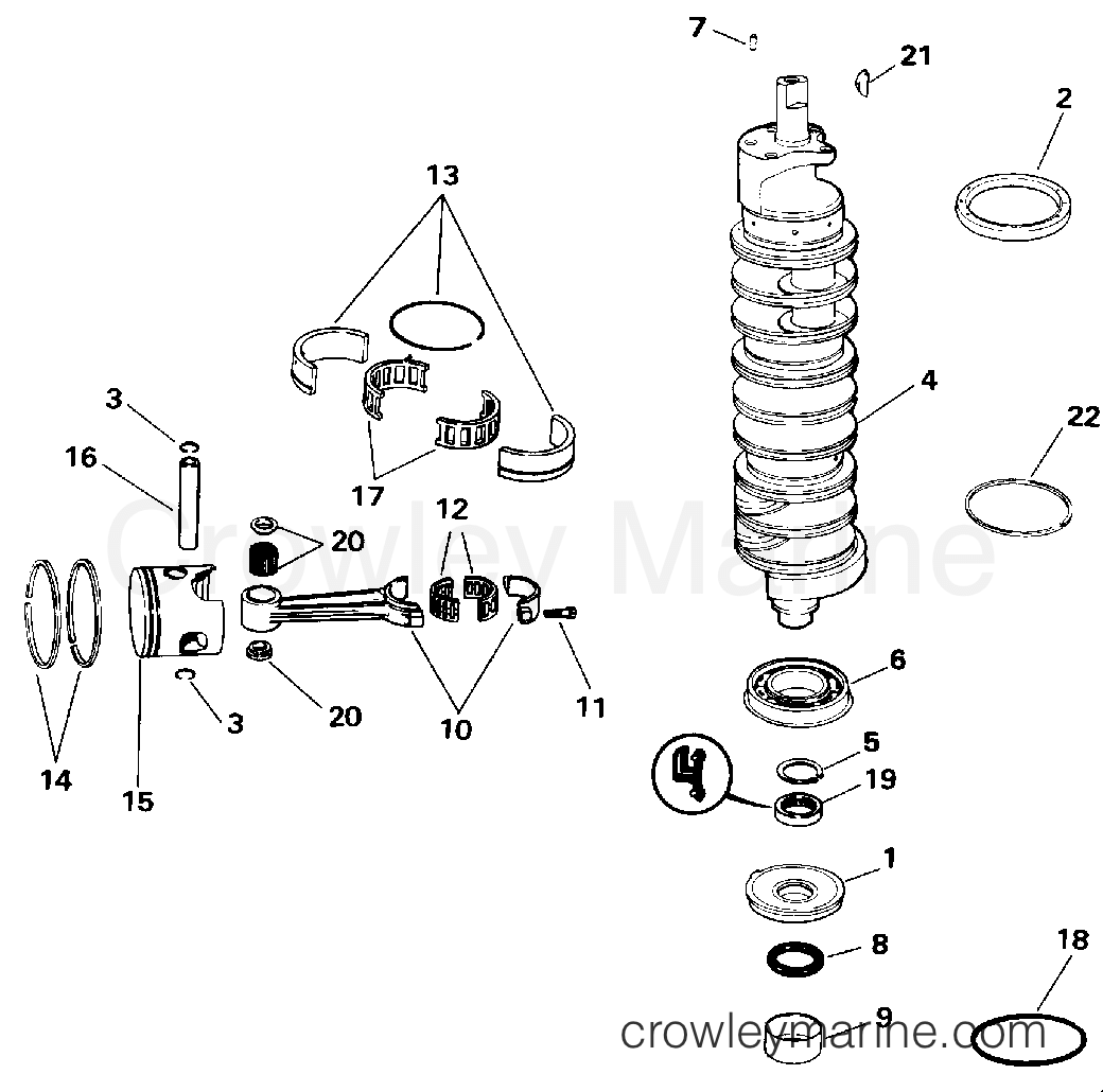 1993 Outboard 150 - J150WTLETS - CRANKSHAFT & PISTON