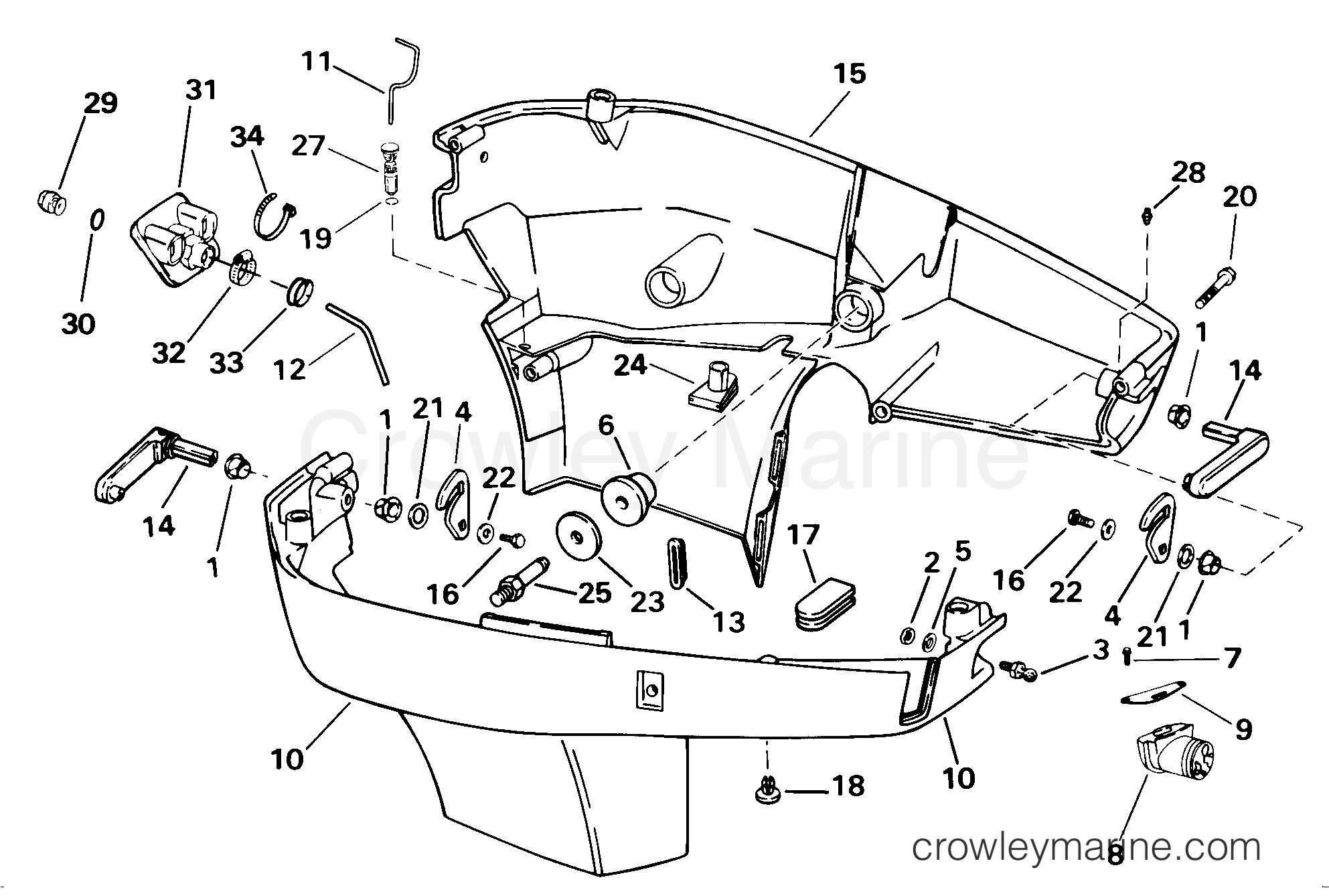1999 Outboard 200 - J200CXEEB - LOWER ENGINE COVER