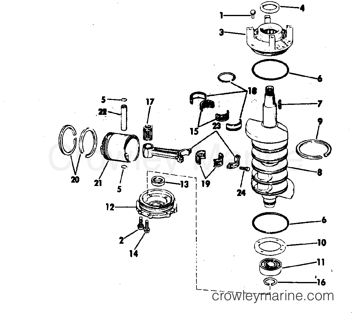 1981 Evinrude Outboards 140 - E140MLCIH CRANKSHAFT & PISTON section
