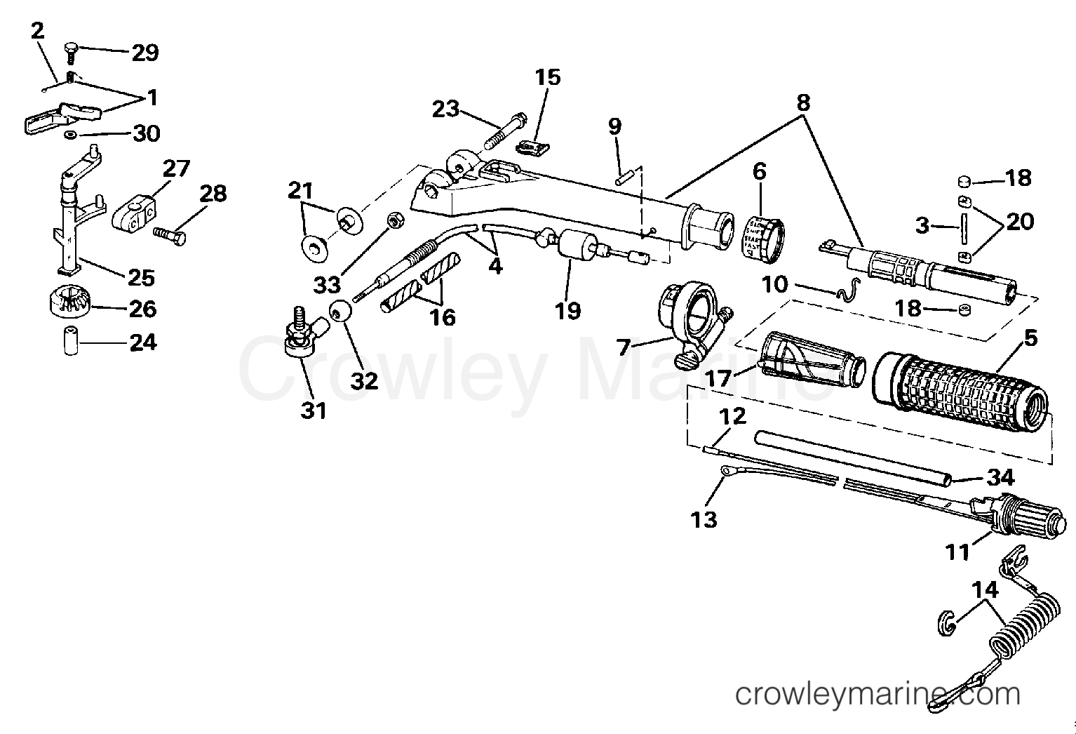1988 Outboard 9.9 - J10ECCD - STEERING HANDLE & THROTTLE CONTROL