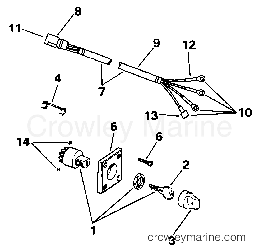1992 Outboard 60 - J60TTLENE - IGNITION SWITCH & CABLE
