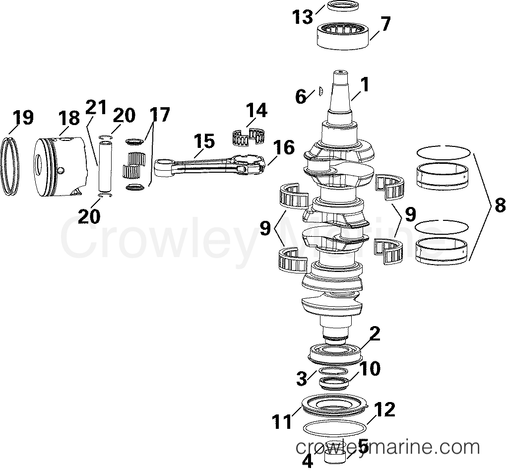 2004 Outboard 90 - E90DPXSRC - CRANKSHAFT & PISTONS