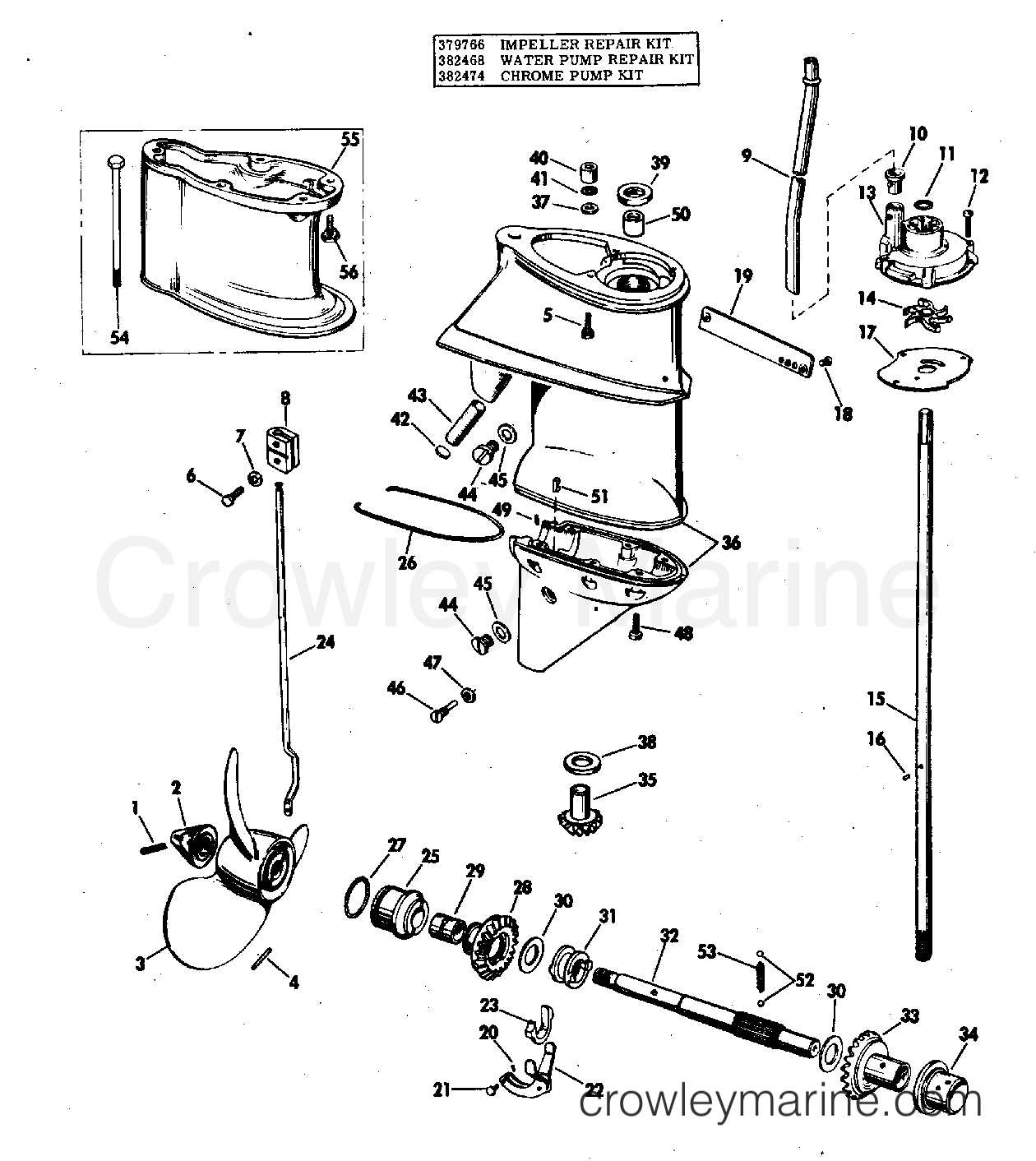 1972 Outboard 25 - 25E72R - GEARCASE