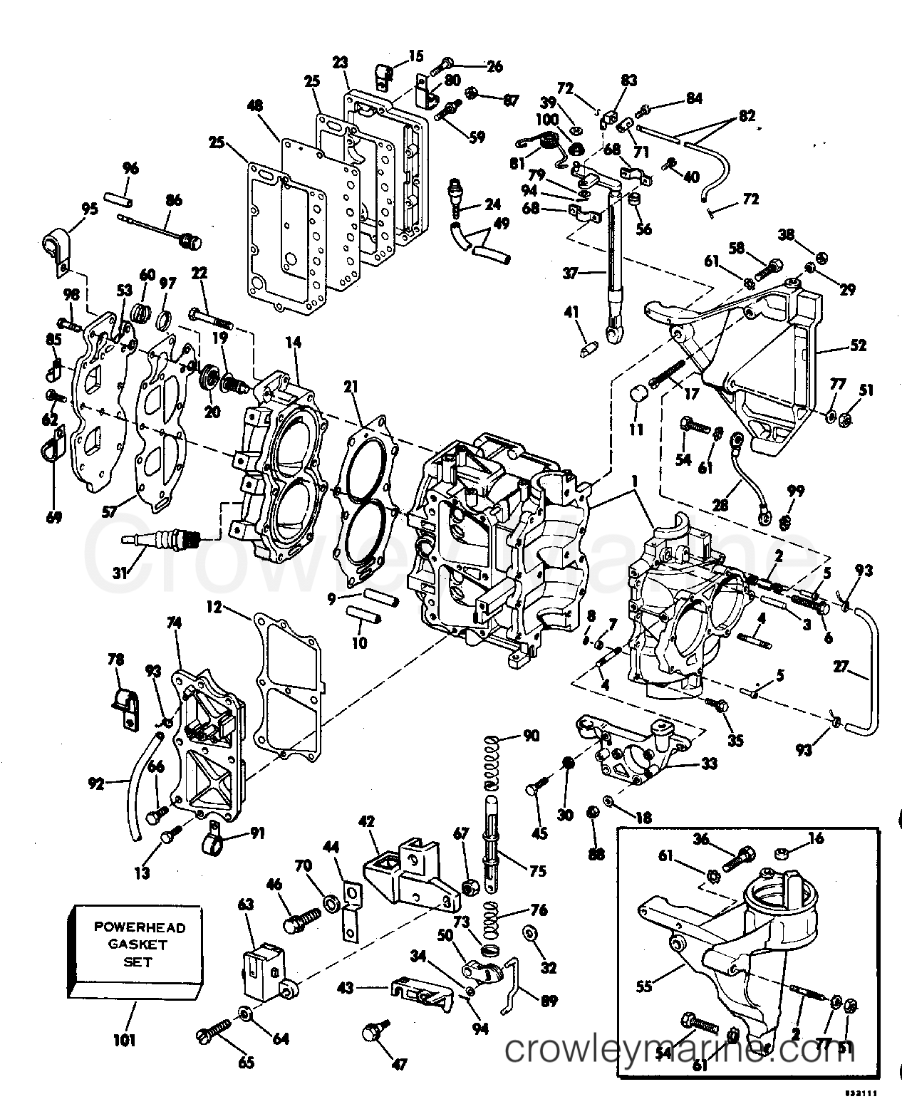 1983 Outboard 25 - J25ECTD - CYLINDER & CRANKCASE