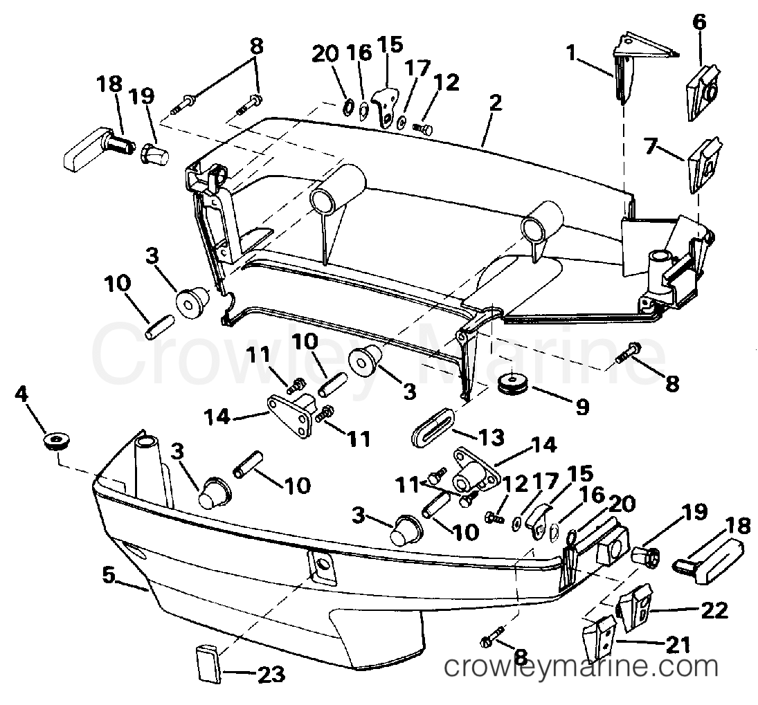 1992 Outboard 50 - J50TLENJ - LOWER ENGINE COVER