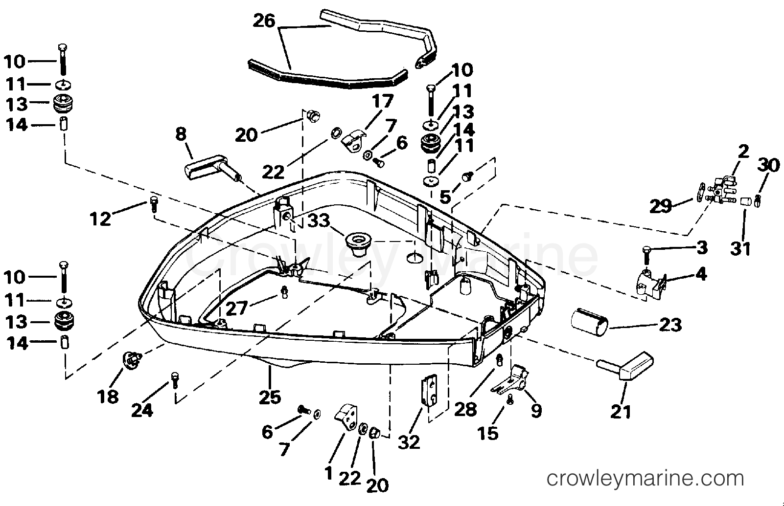 1991 Outboard 85 - J85TTLEIE - LOWER ENGINE COVER