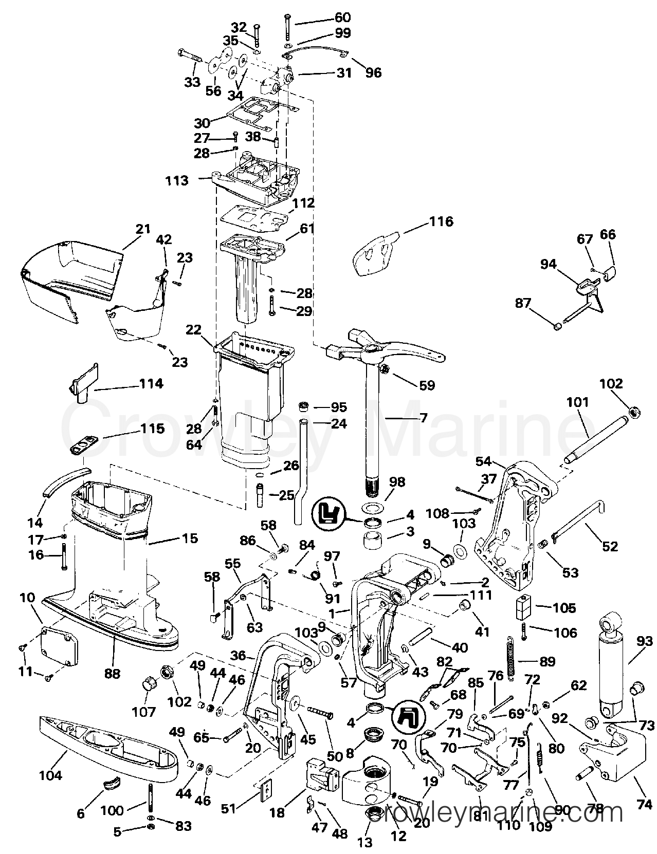 1992 Outboard 65 - J65WMLENE - MIDSECTION