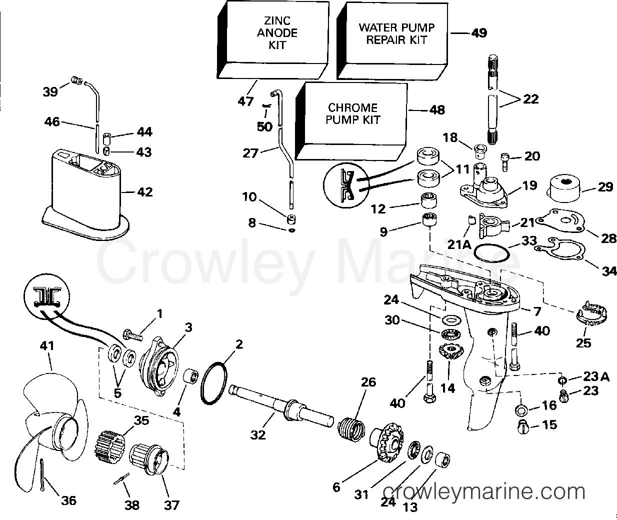 1993 Outboard 4 - J4RETB - GEARCASE