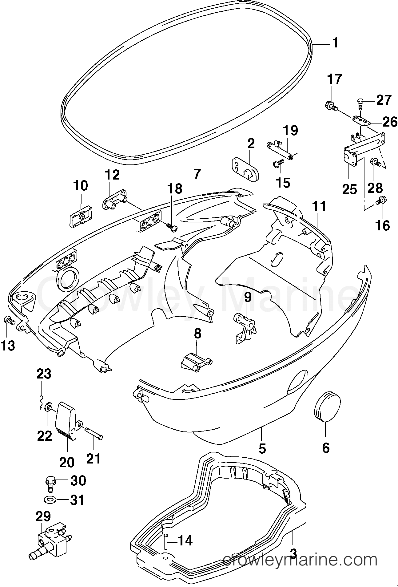 2003 Outboard 50 - J50PL4STC - LOWER ENGINE COVER