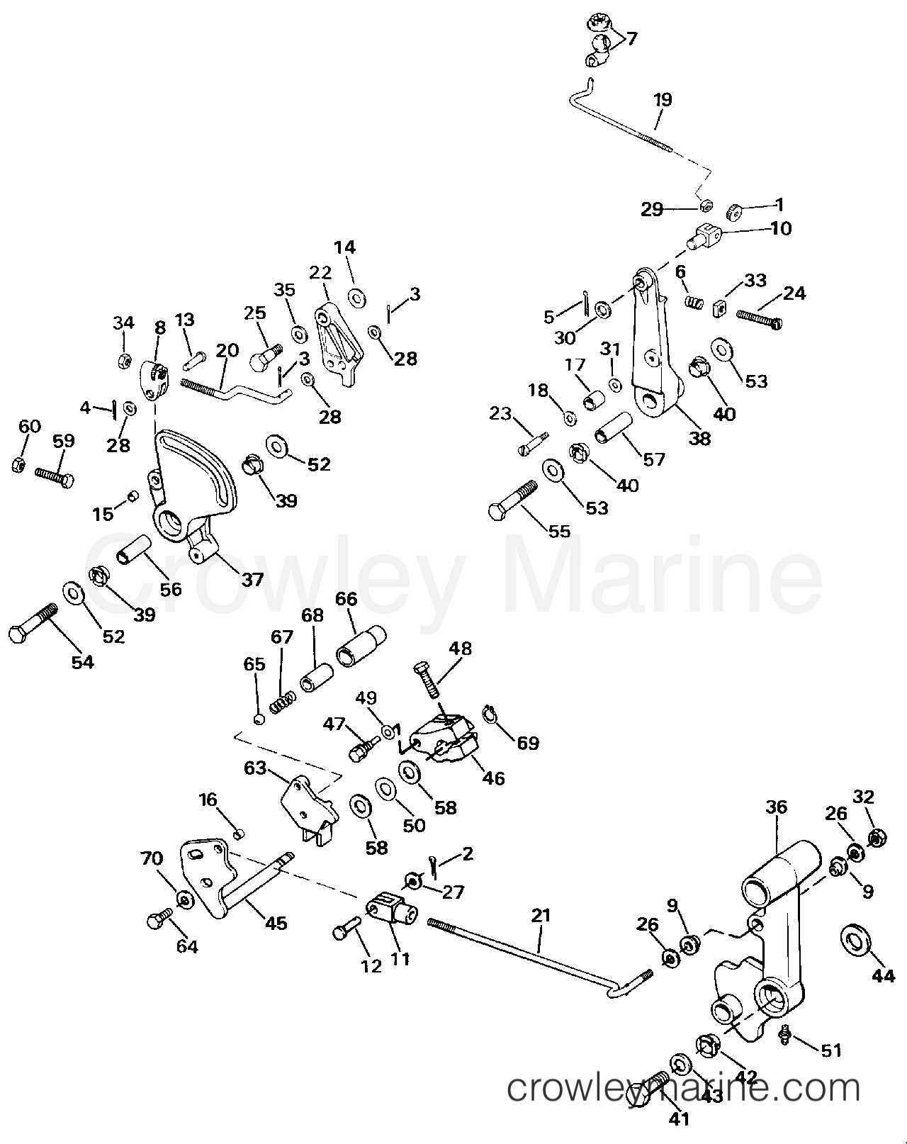 1991 Outboard 85 - J85TTLEIE - SHIFT & THROTTLE LINKAGE