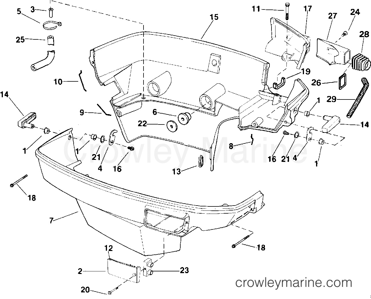 1991 Outboard 150 - J150EXEIS - LOWER ENGINE COVER