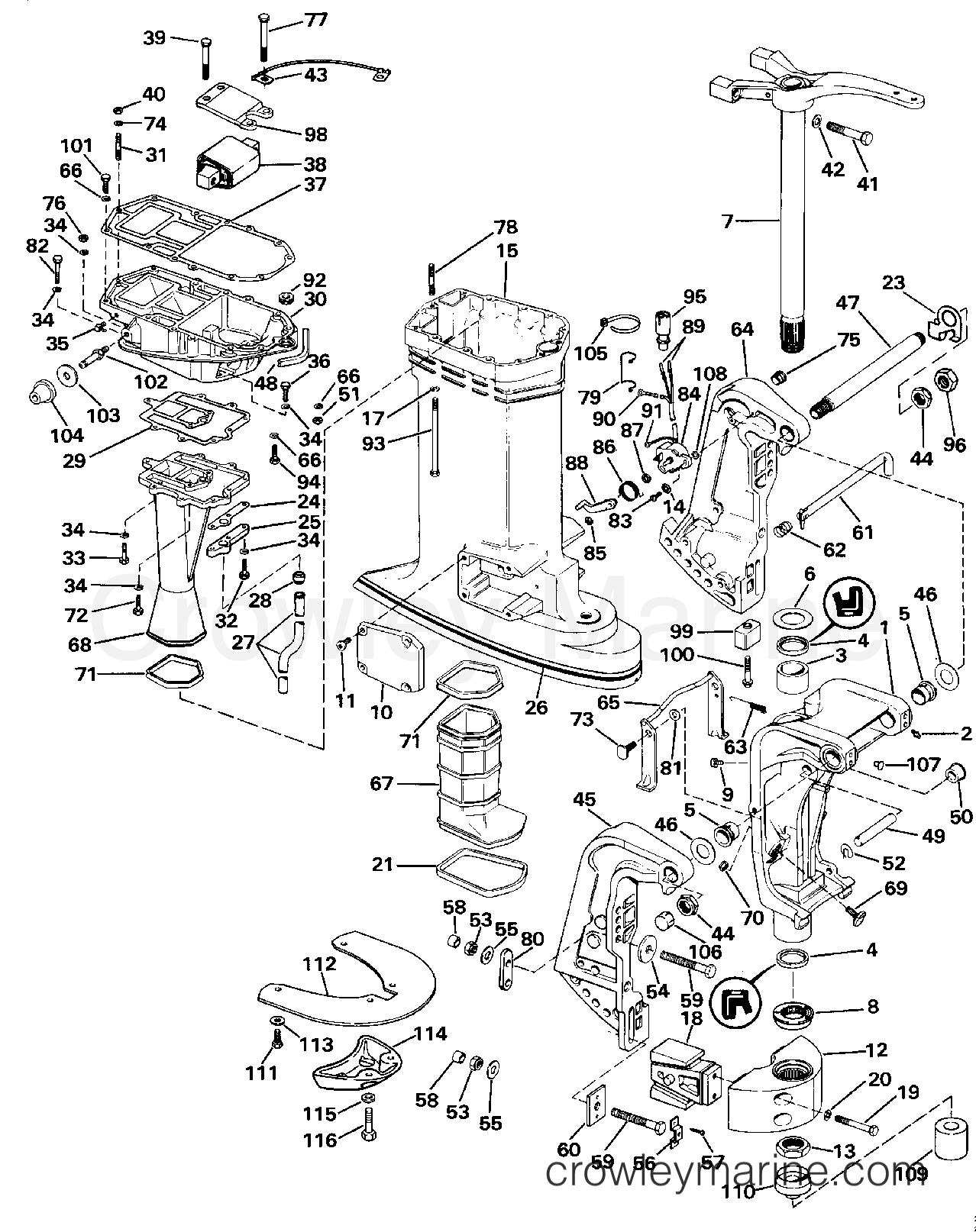 1990 Outboard 140 - VJ140TLASE - MIDSECTION
