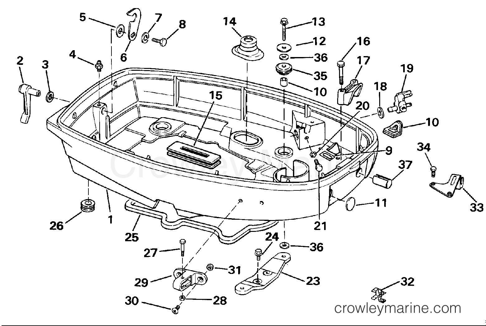 1990 Outboard 30 - E30ELESS - LOWER ENGINE COVER