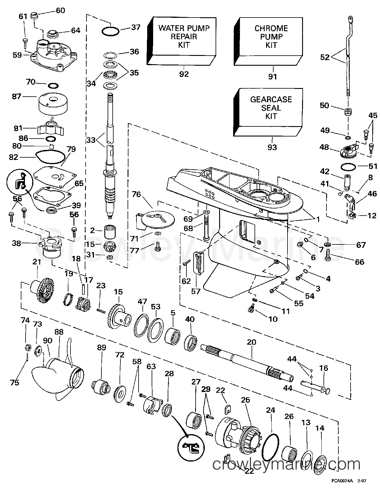 1997 Outboard 40 - J40TEEUC - GEARCASE