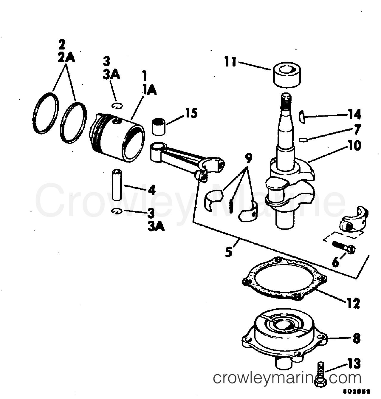 1981 Outboard 2 - J2RCIB - CRANKSHAFT & PISTON