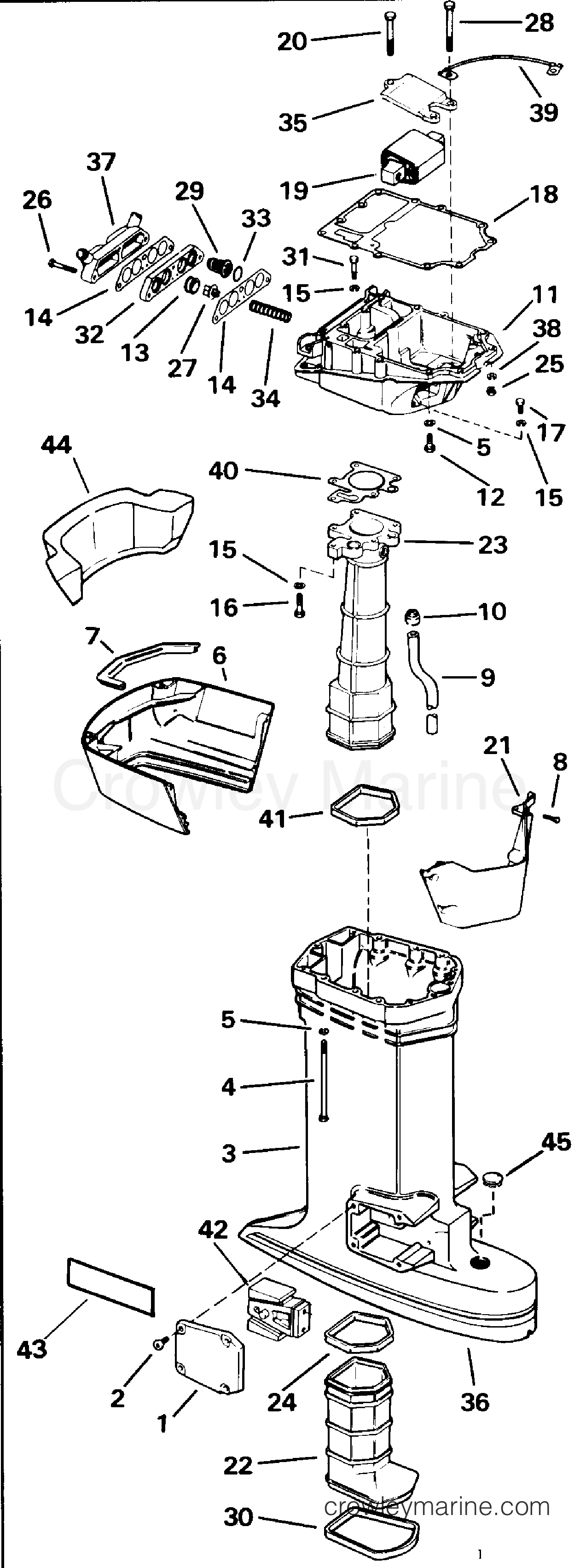 1992 Outboard 88 - E88MSLENB - EXHAUST HOUSING