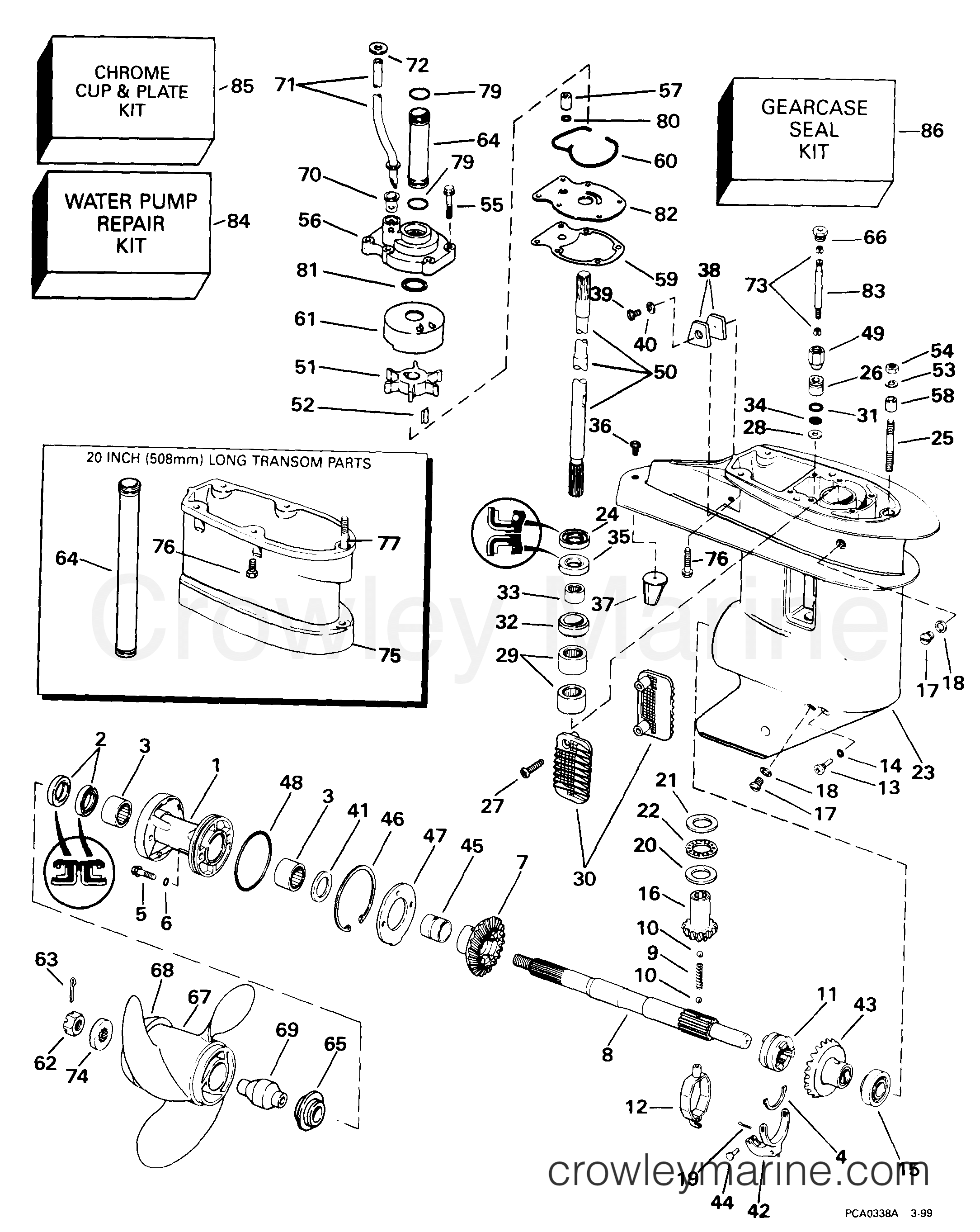 1999 Outboard 25 - J25WREES - GEARCASE