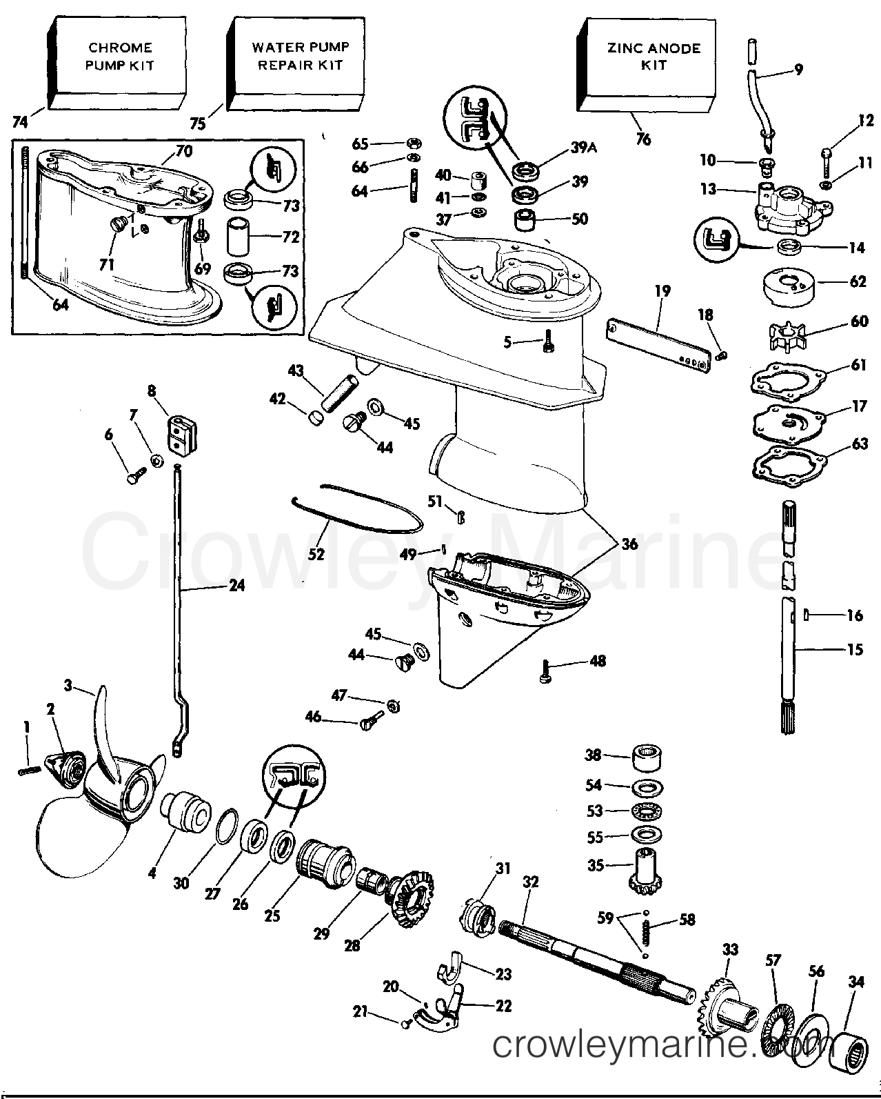 1984 Outboard 25 - J25RWCRD - GEARCASE