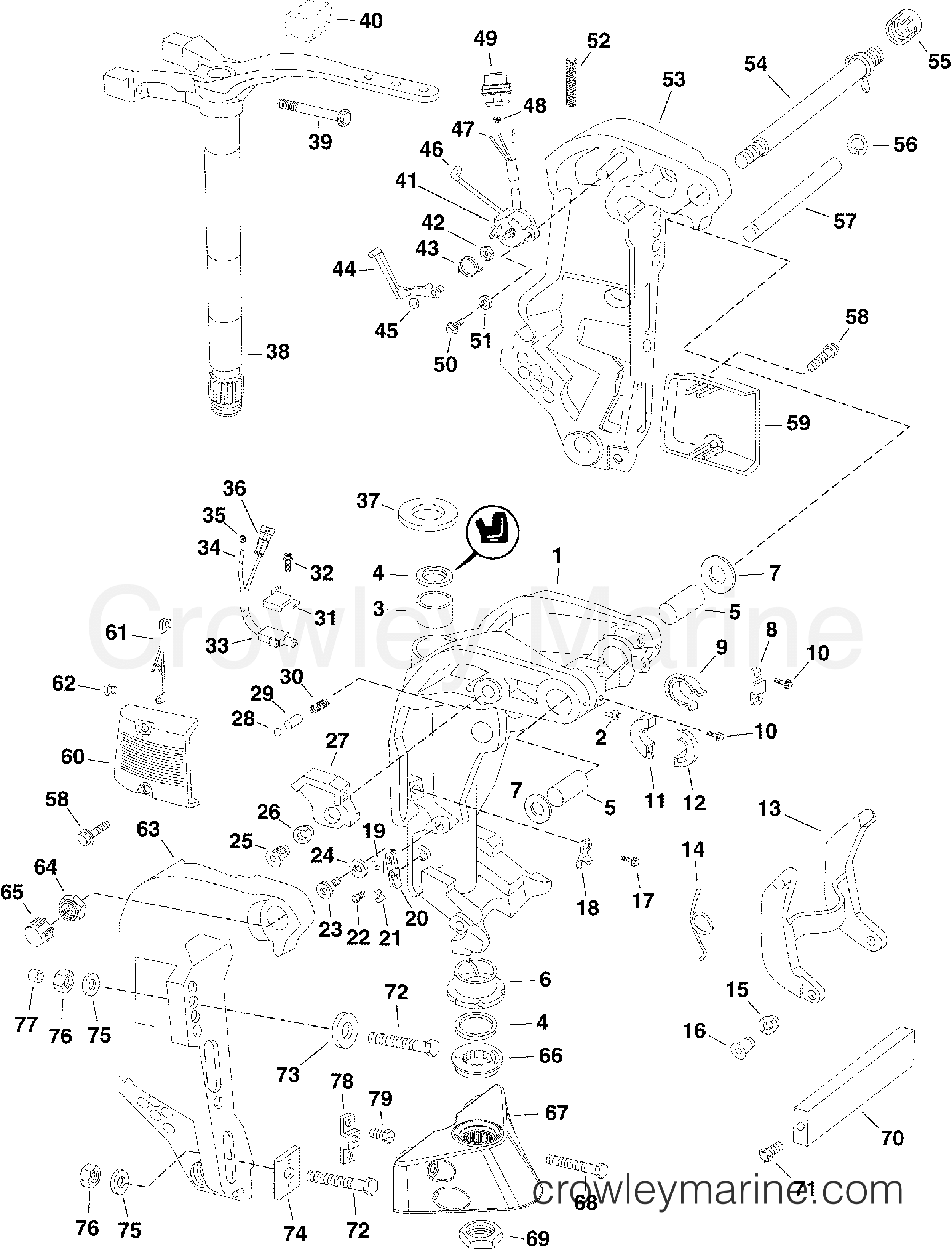 2010 Outboard 130 - E130DPLISC - SWIVEL BRACKET