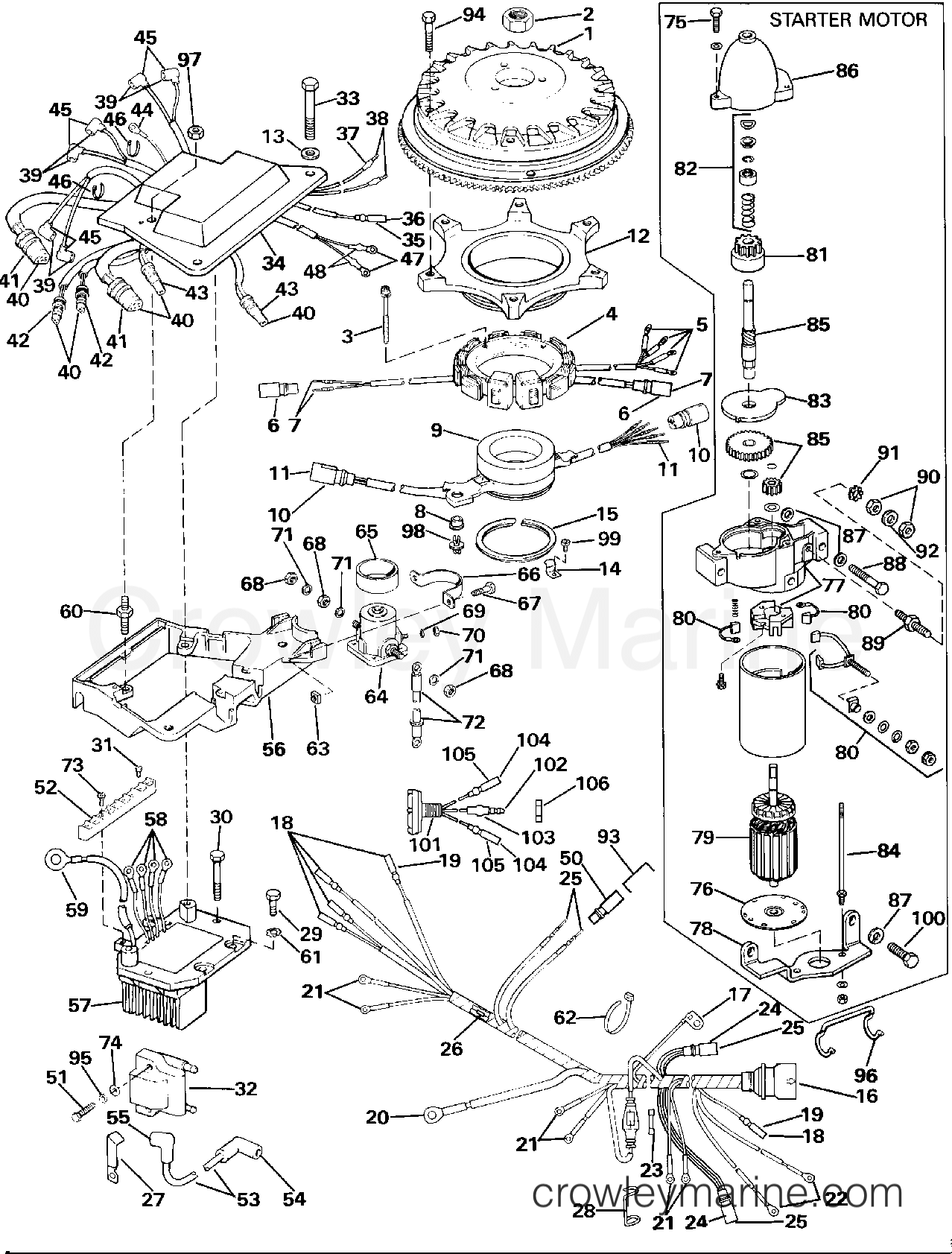 1990 Outboard 225 - J225PLESS - IGNITION SYSTEM & STARTER MOTOR