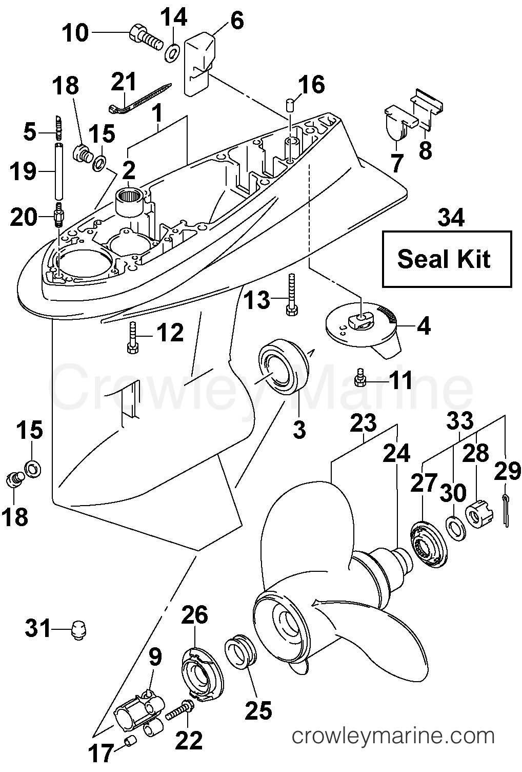 2004 Outboard 90 - BJ90PL4SRC - GEARCASE