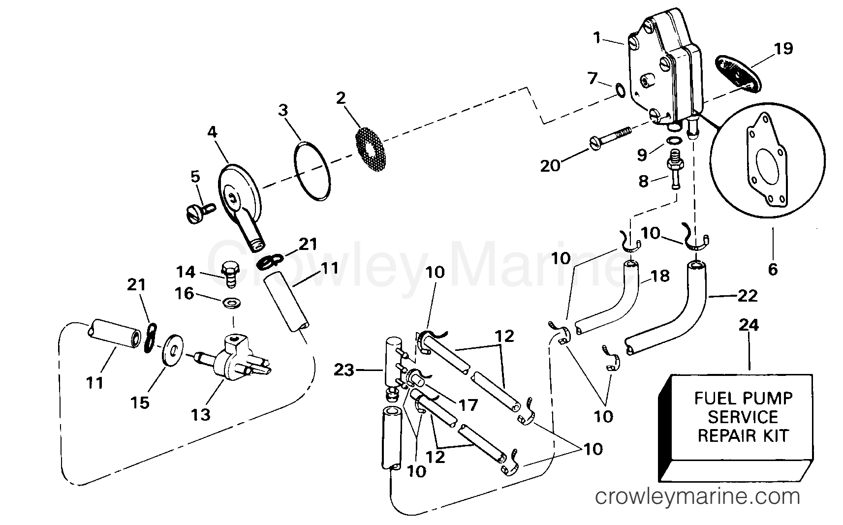 FUEL PUMP & FILTER 2000 Outboard 40 BJ40ELSSM Crowley Marine