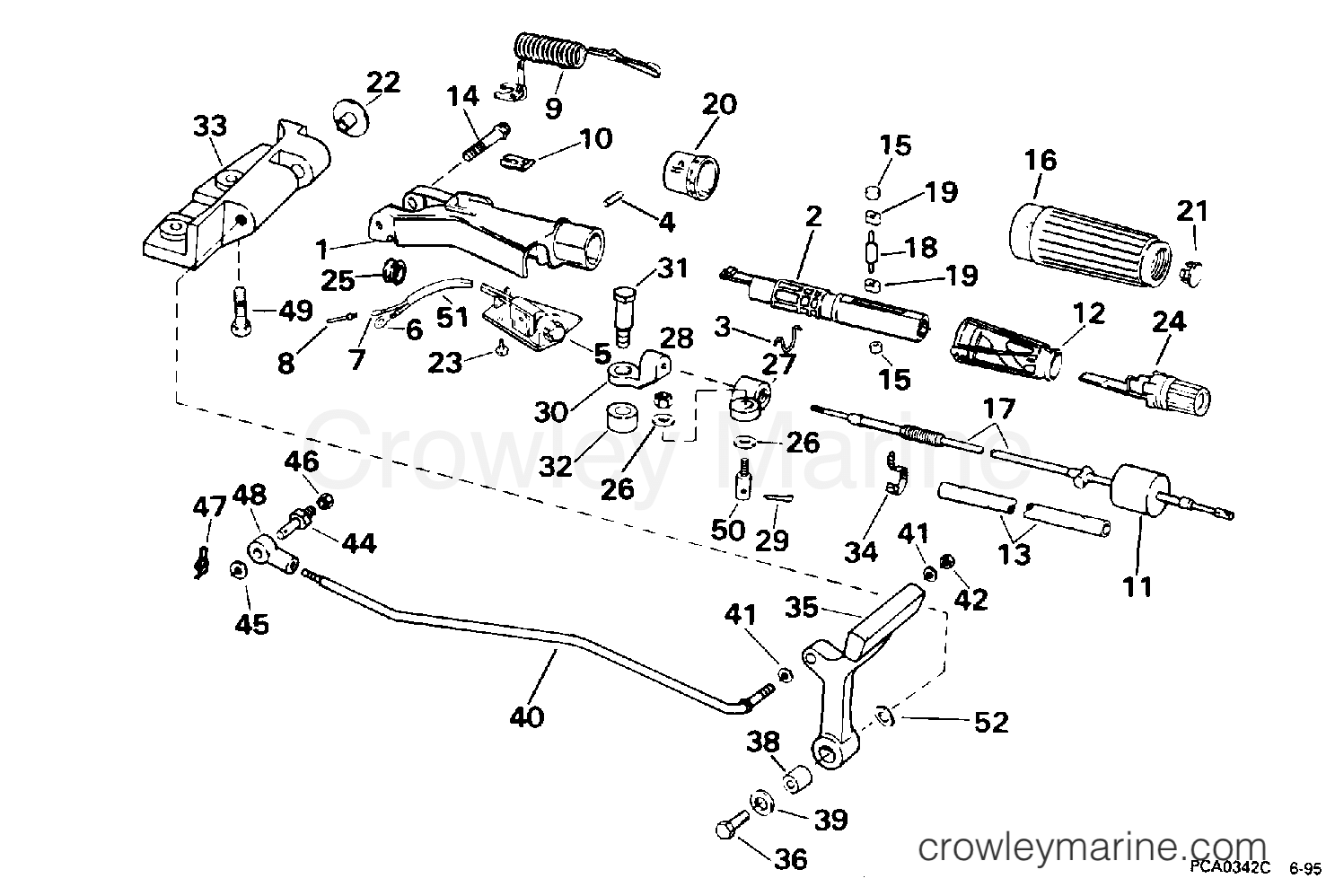1996 Outboard 30 - J30REDE - STEERING & SHIFT HANDLE