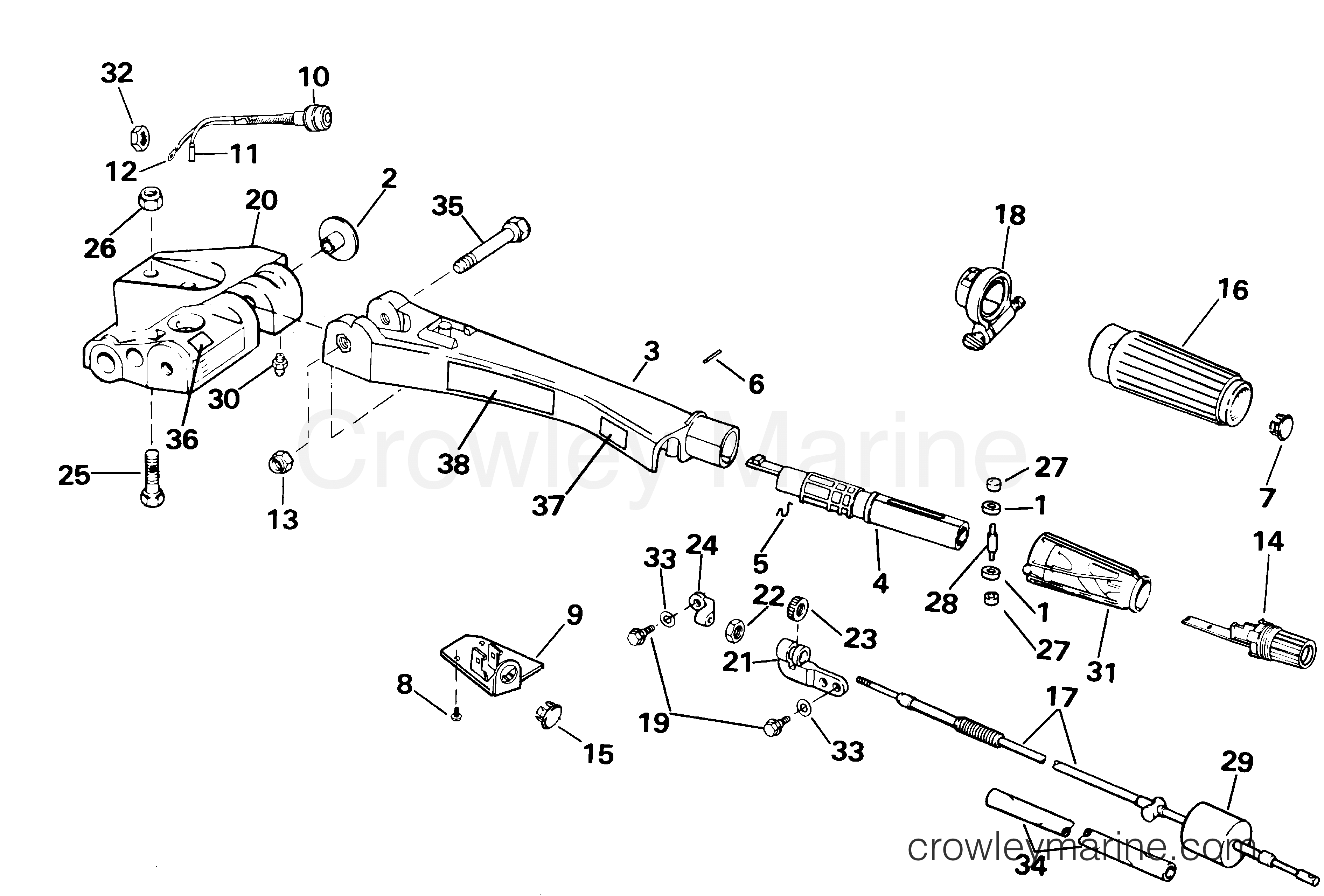 2001 Outboard 65 - E65WRYSIR - STEERING HANDLE