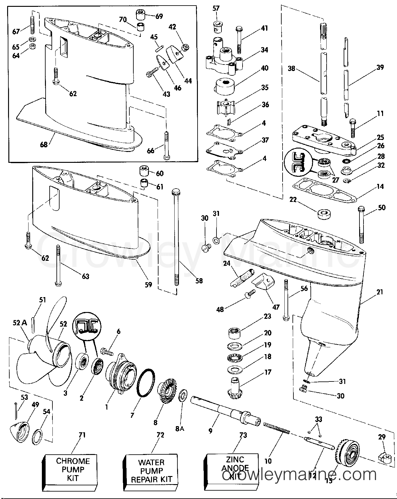 1990 Outboard 8 - TE8RLESCF - GEARCASE