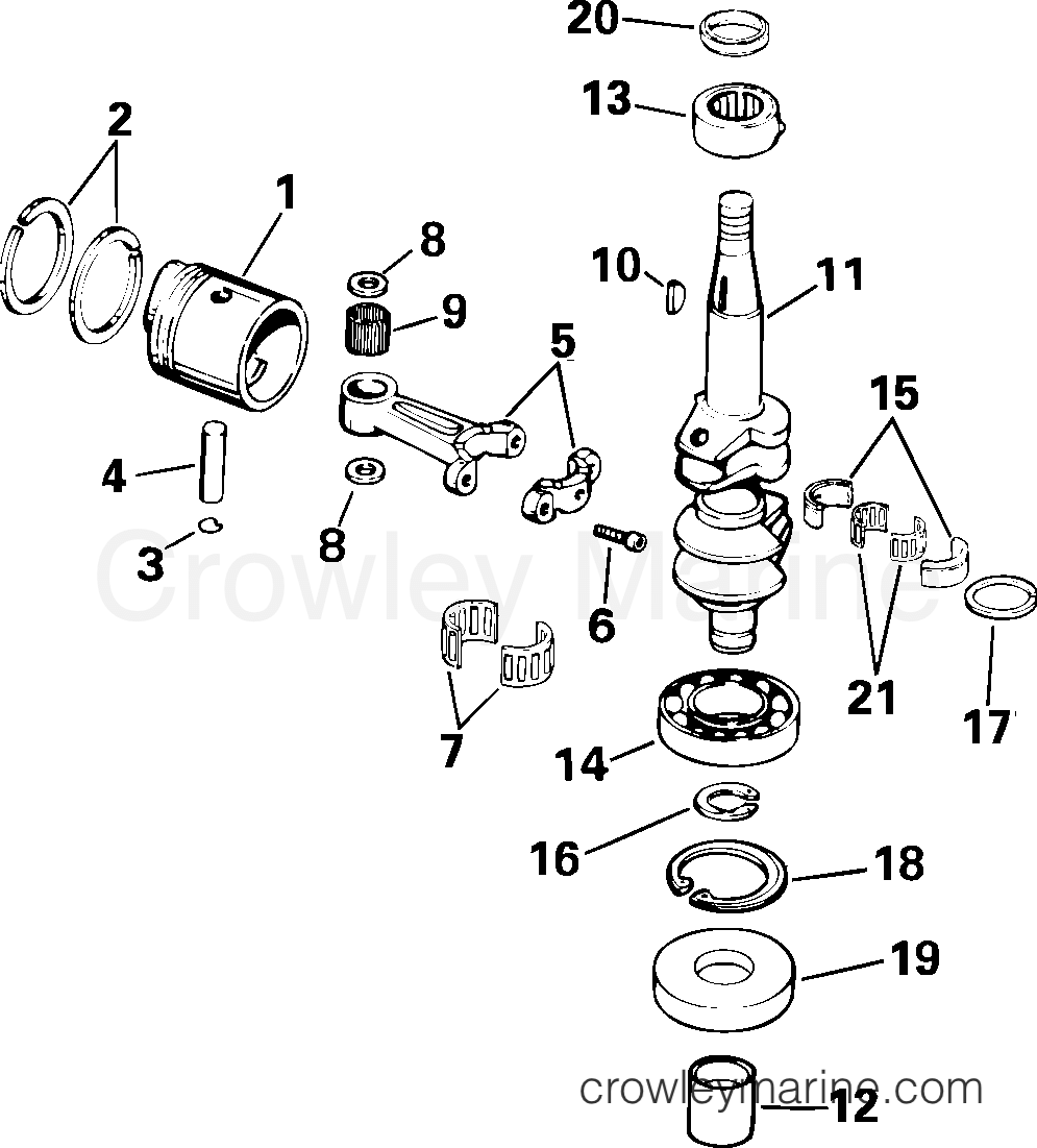 2003 Outboard 6 - J6RLSTD - CRANKSHAFT & PISTONS