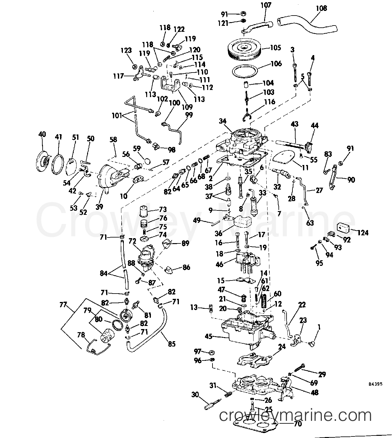 1978 OMC Stern Drive 120 - 990242D CARBURETOR AND FUEL PUMP GROUP 120 & 140 HP section
