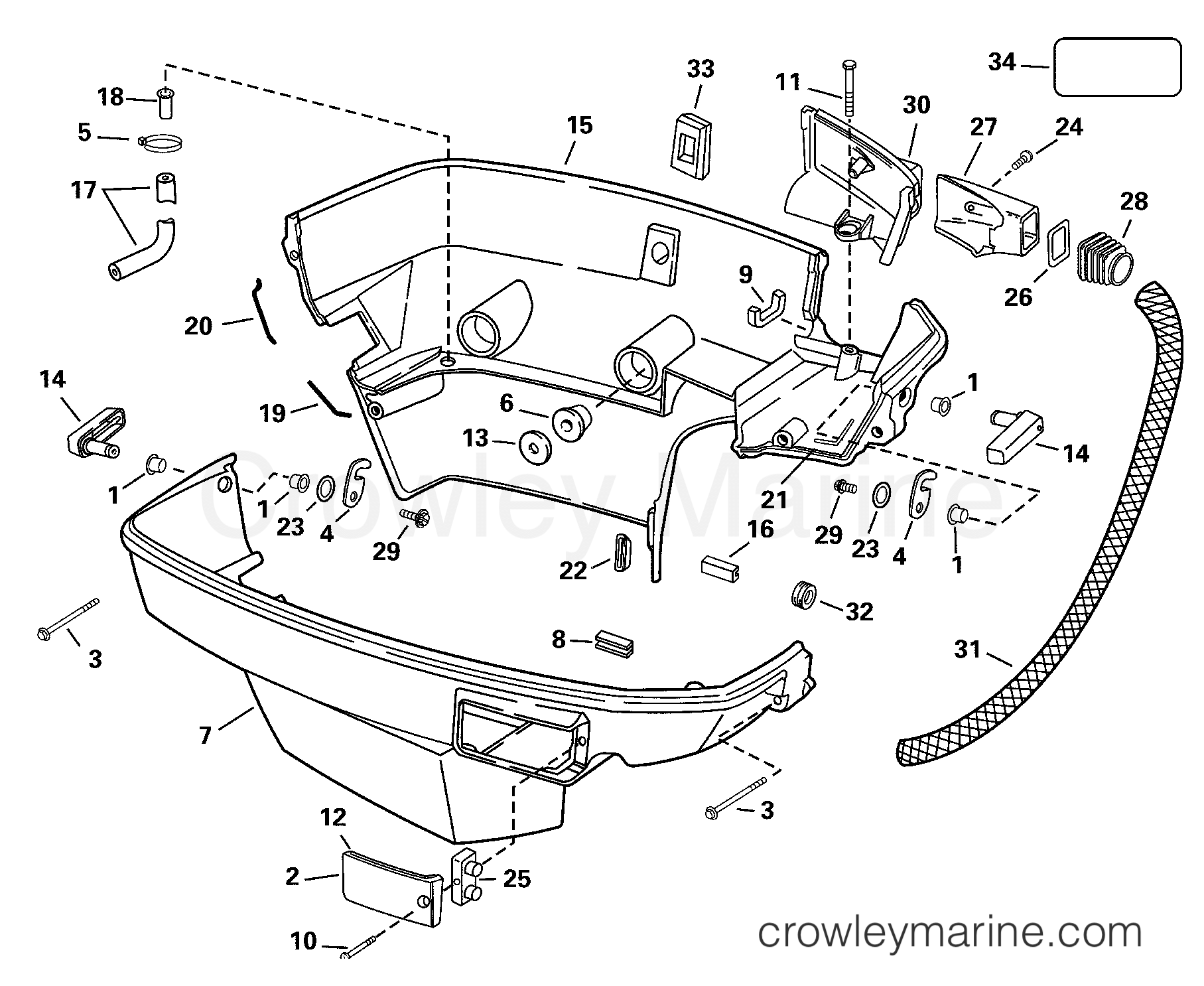 2000 Outboard 105 - J105WPLSSC - LOWER ENGINE COVER