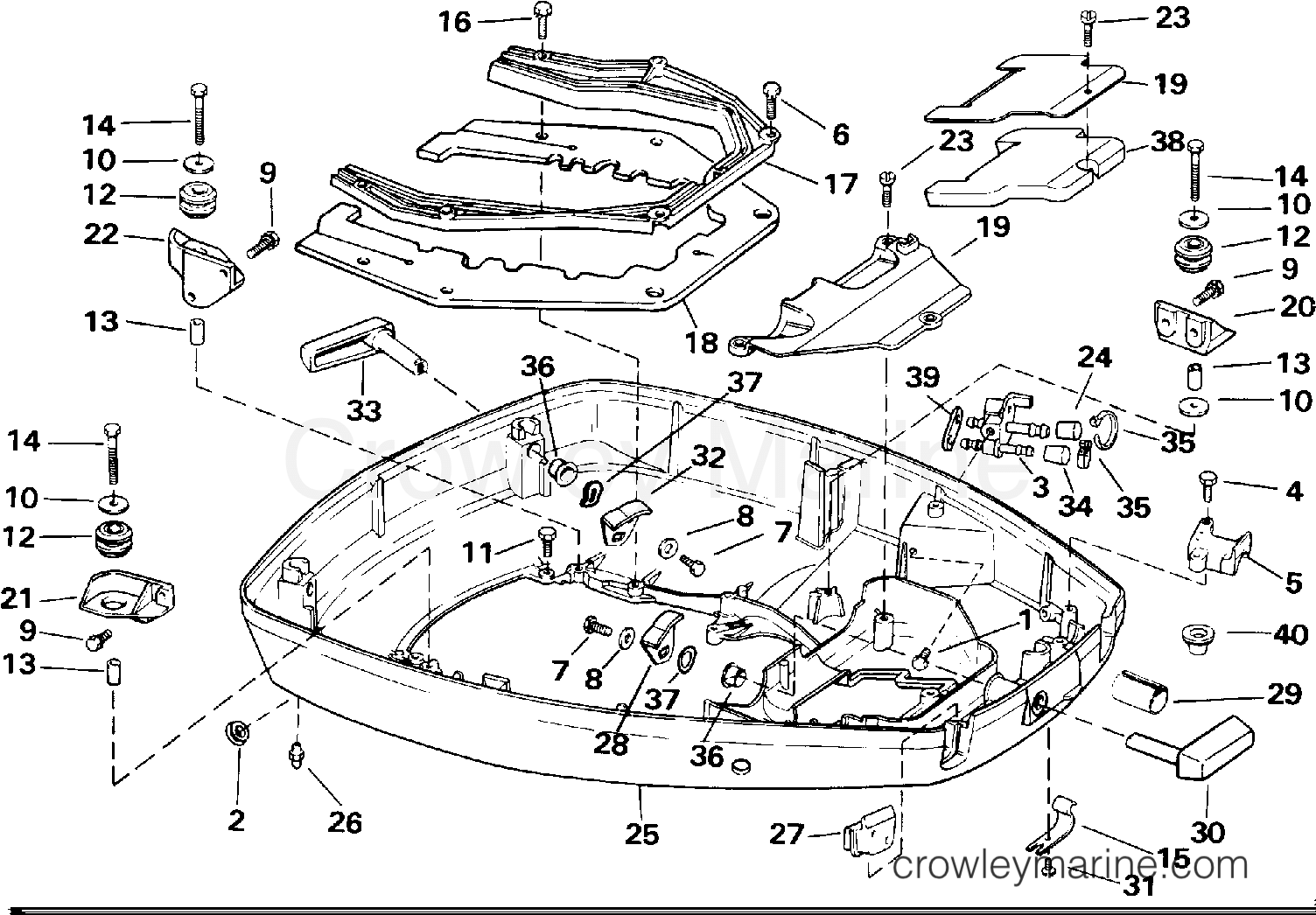 1991 Outboard 150 - J150TLEIE - LOWER ENGINE COVER