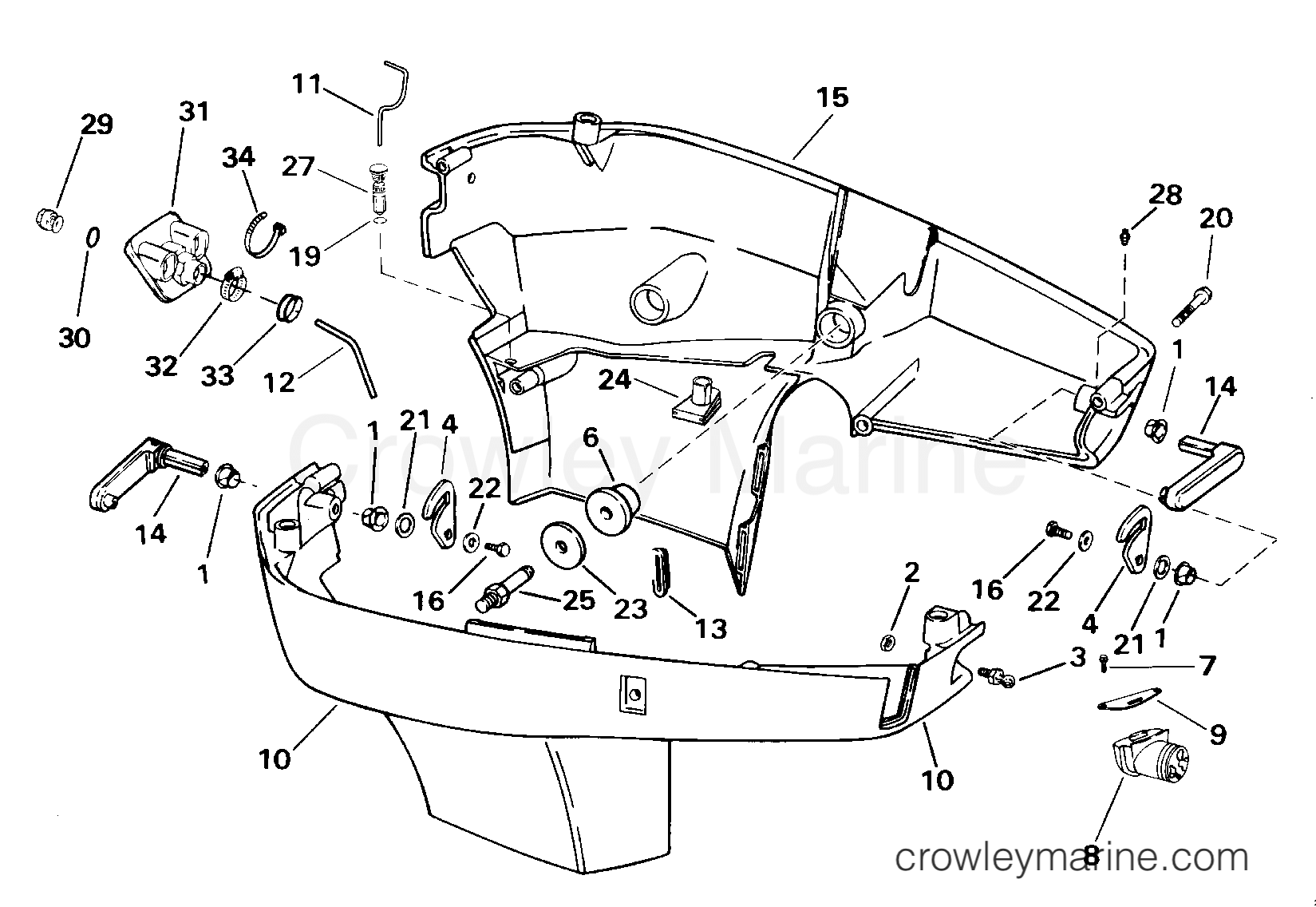 2000 Outboard 225 - BJ225VCSSS - LOWER ENGINE COVER
