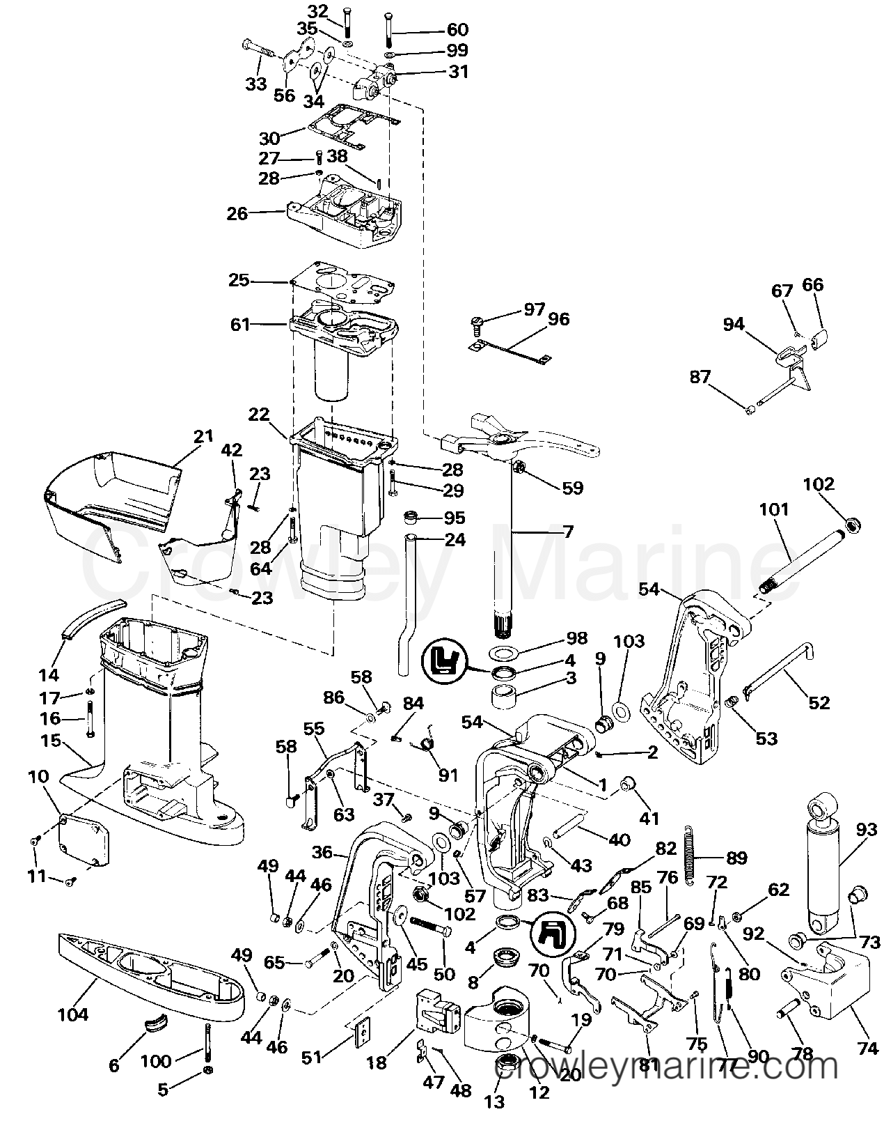 1986 Outboard 65 - E65WMLCDR - MIDSECTION