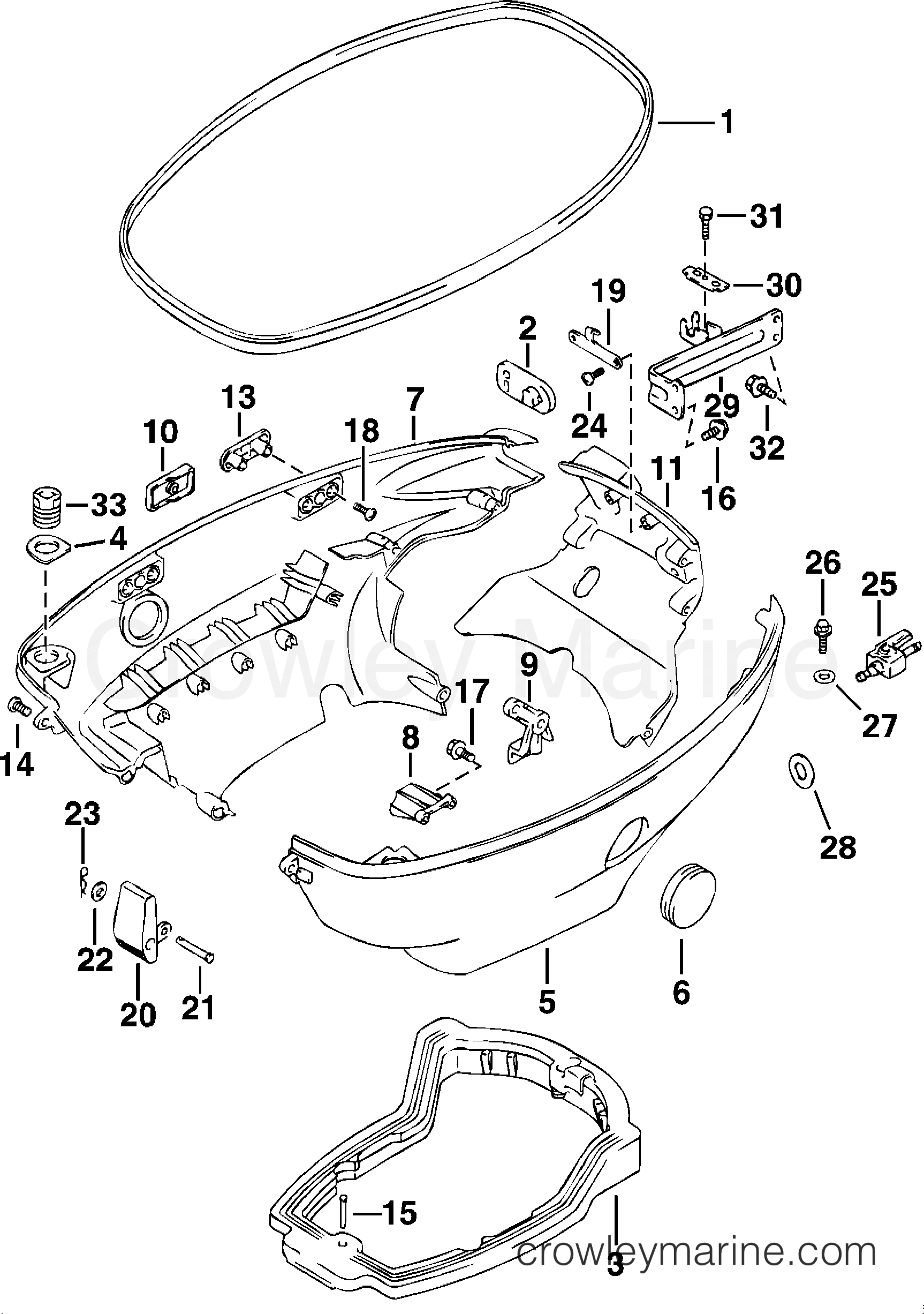 2001 Outboard 40 - E40PL4SIR - LOWER ENGINE COVER