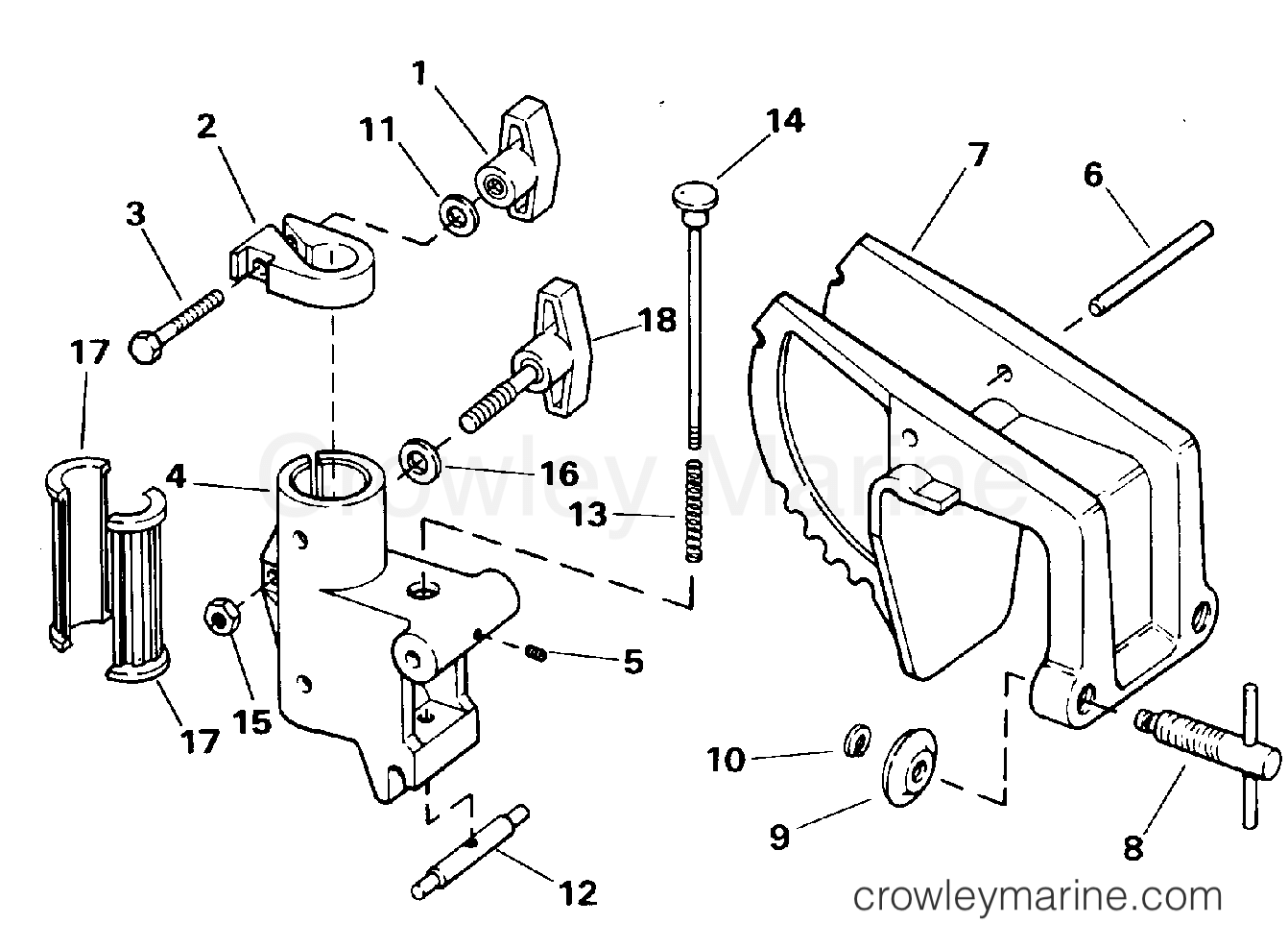 TRANSOM MOUNT STERN BRACKET 1995 Electric Trolling Motor 12 Volt BF2TS Crowley Marine