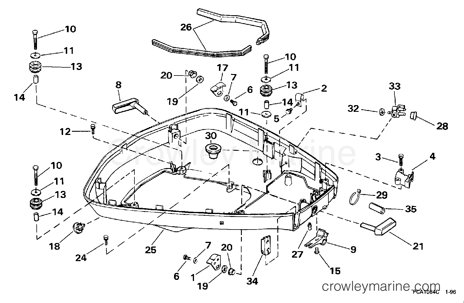 1998 Outboard 90 - J90TSLECM - LOWER ENGINE COVER