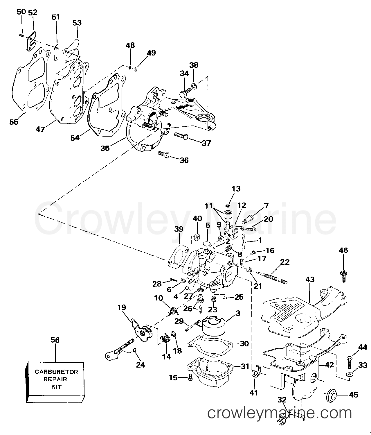 1986 Evinrude Outboards 9.9 - E10ECDB CARBURETOR & MANIFOLD section