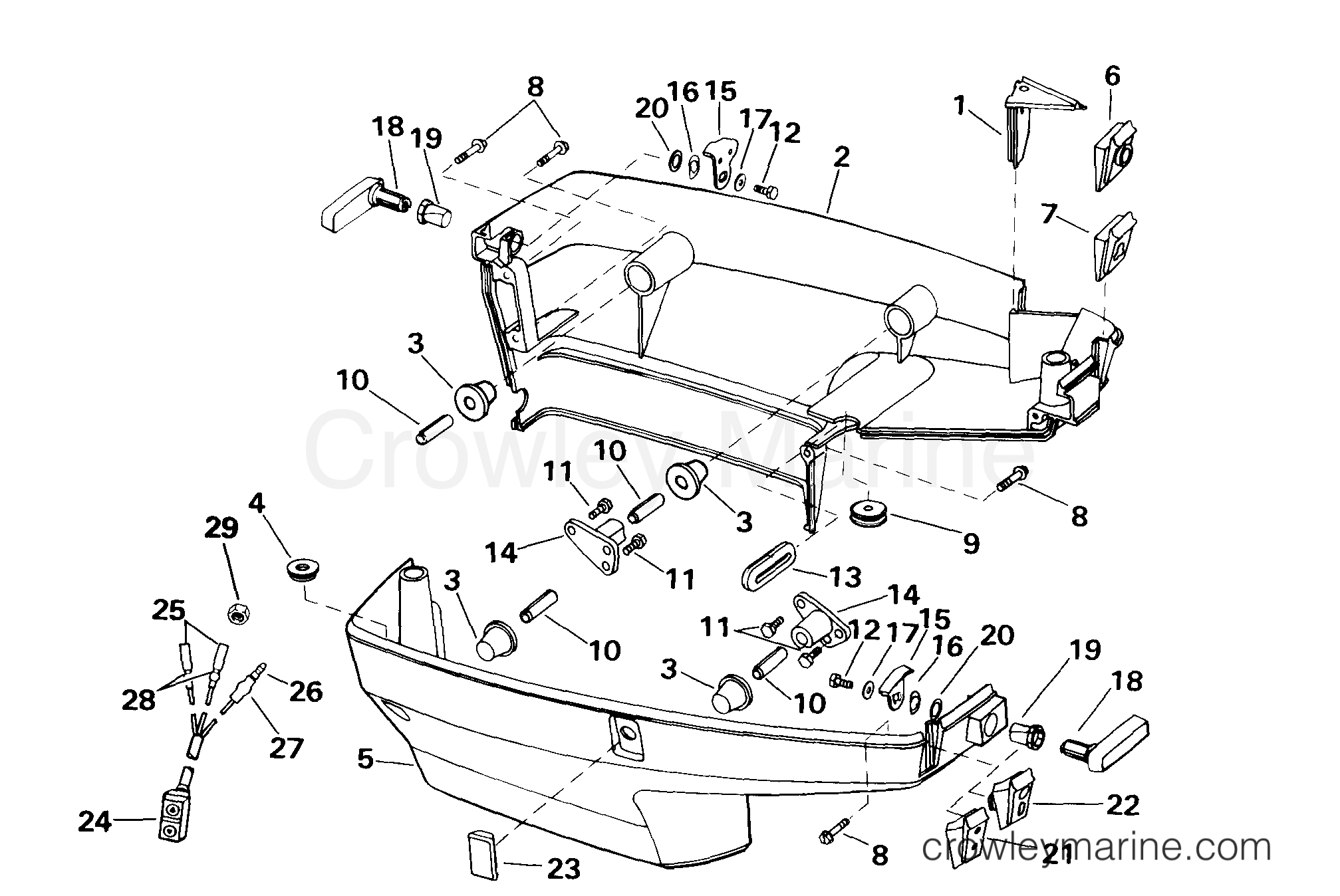 1999 Outboard 50 - BJ50PLEEA - LOWER ENGINE COVER