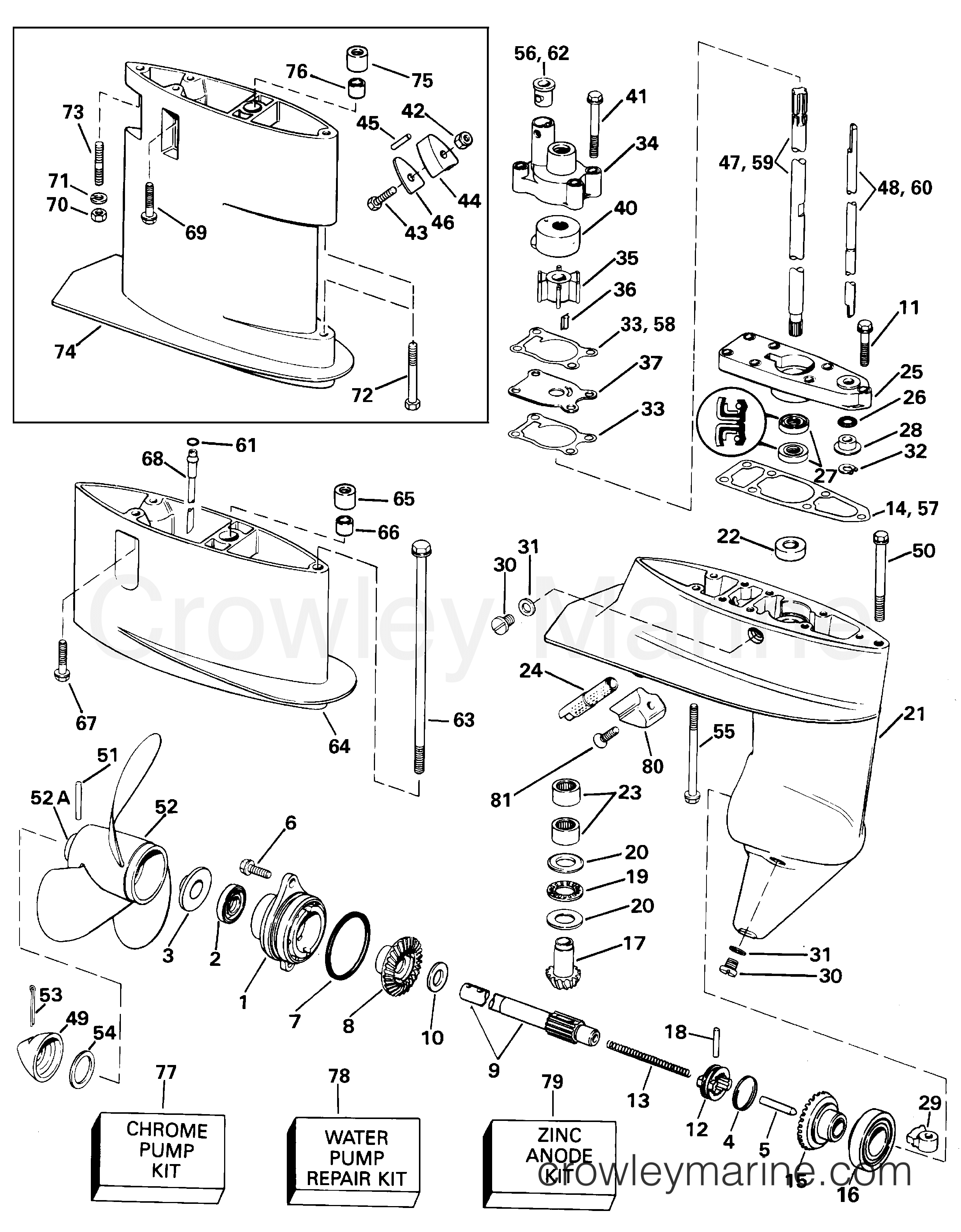 2001 Outboard 6 - J6RSIB - GEARCASE