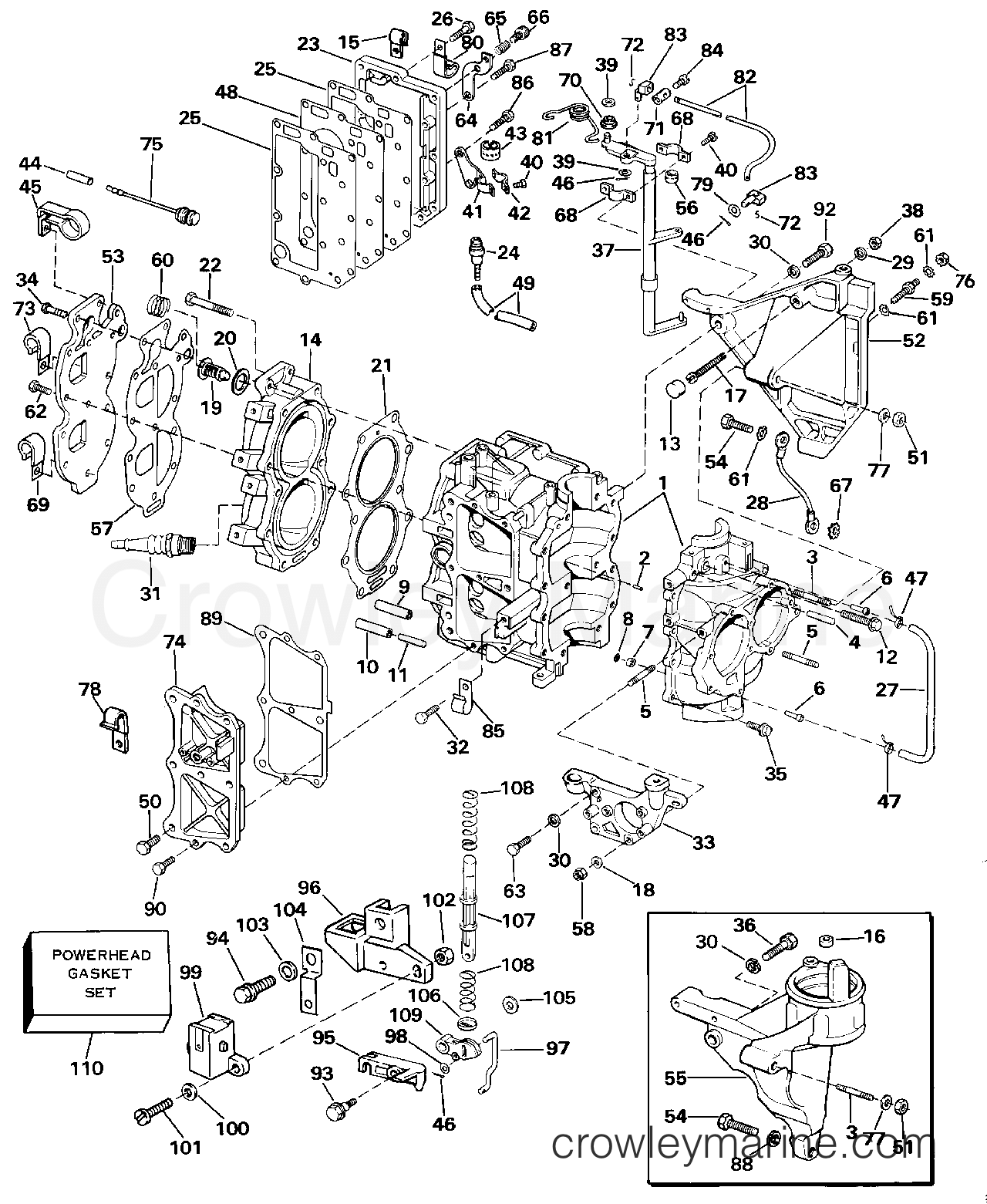 1987 Outboard 25 - J25TELCUR - CYLINDER & CRANKCASE