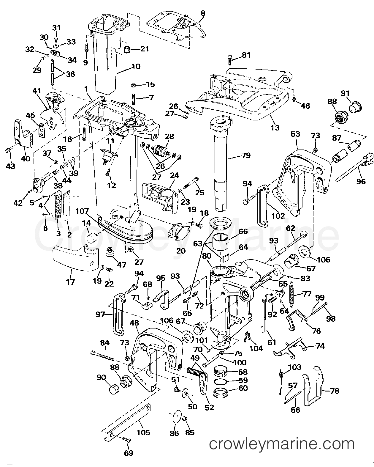 1989 Outboard 30 - J30TECED - MIDSECTION - 30 & 35 MODELS ONLY