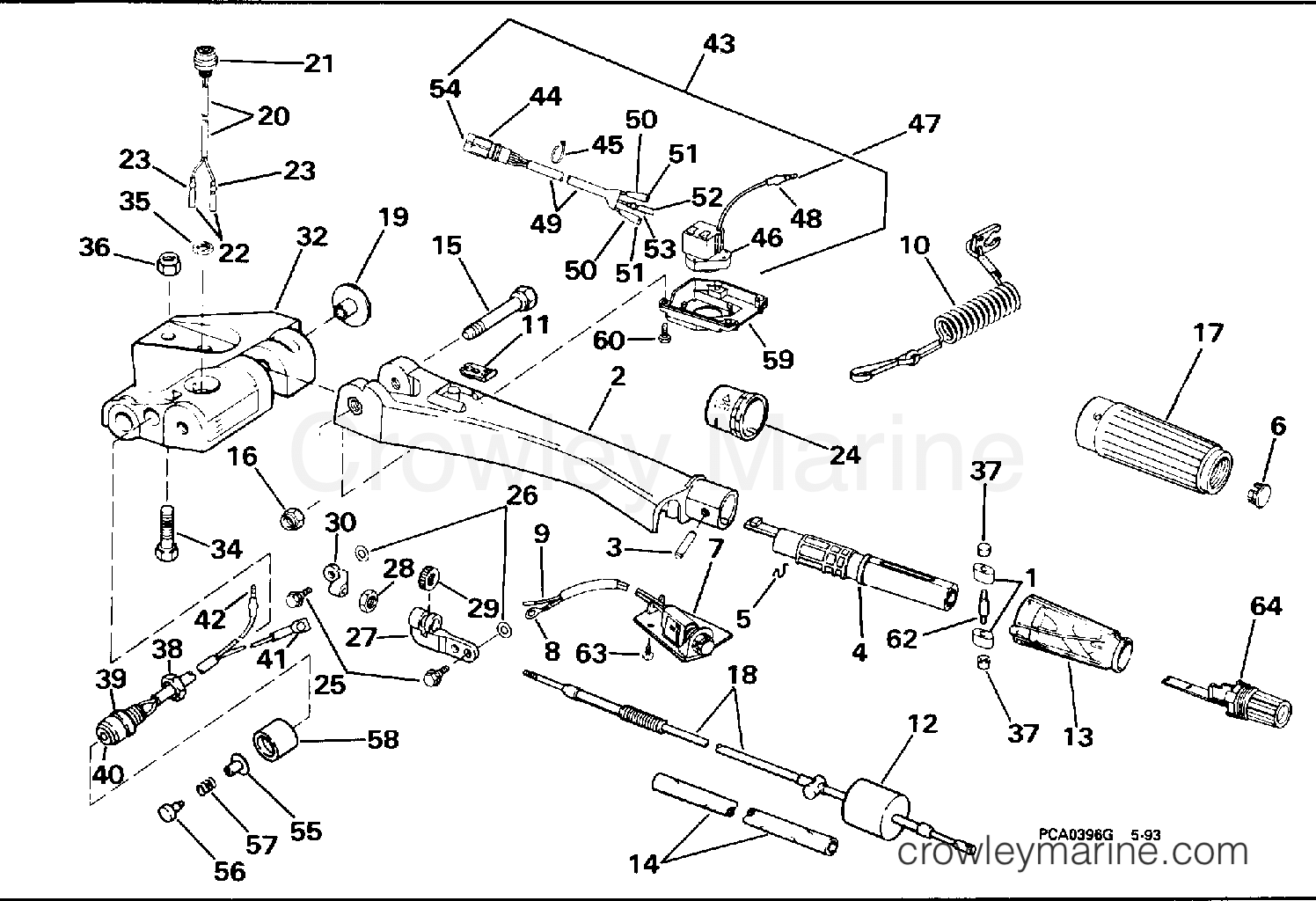 1994 Outboard 60 - J60TTLERV - STEERING HANDLE