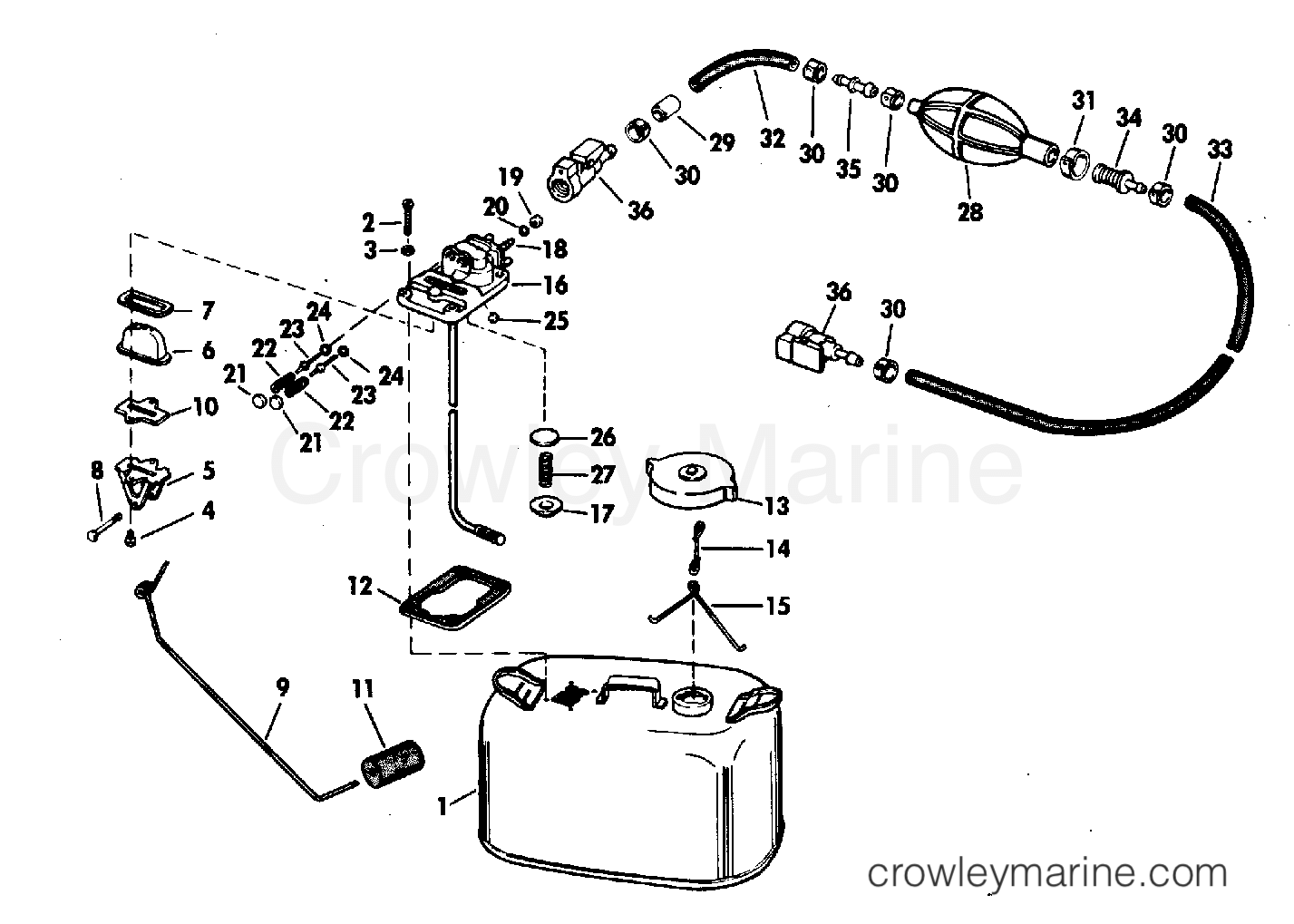 FUEL TANK 6 GALLON 1973 Outboard 18 18304A Crowley Marine