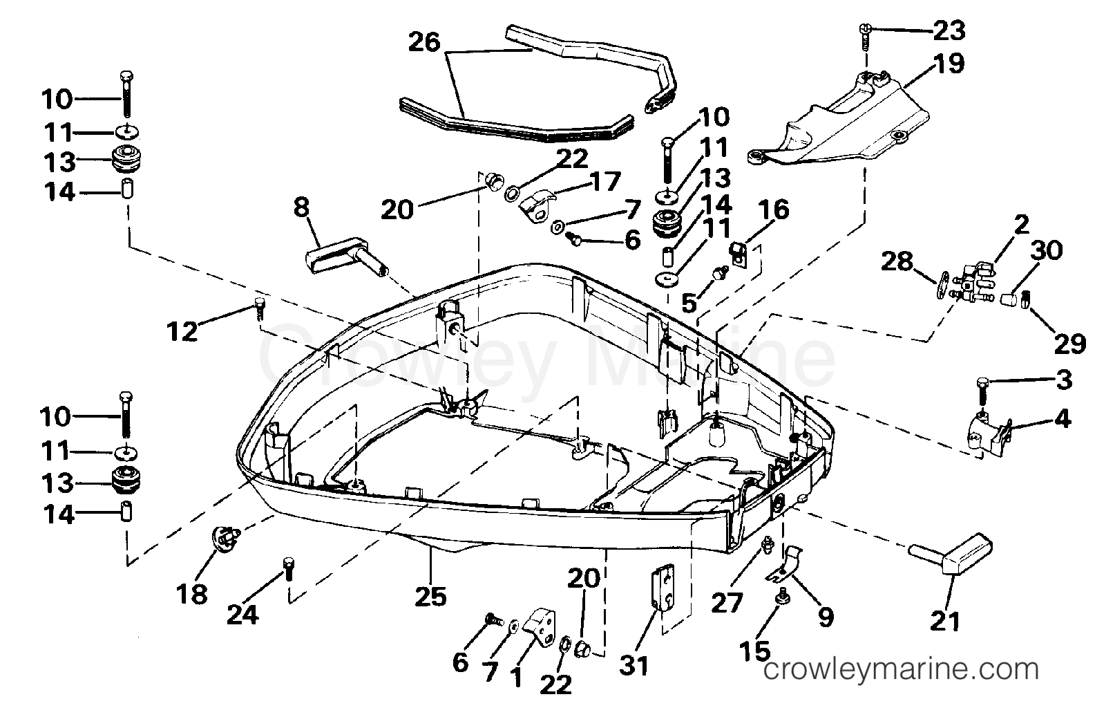 1986 Outboard 90 - J90MLCDC - LOWER ENGINE COVER