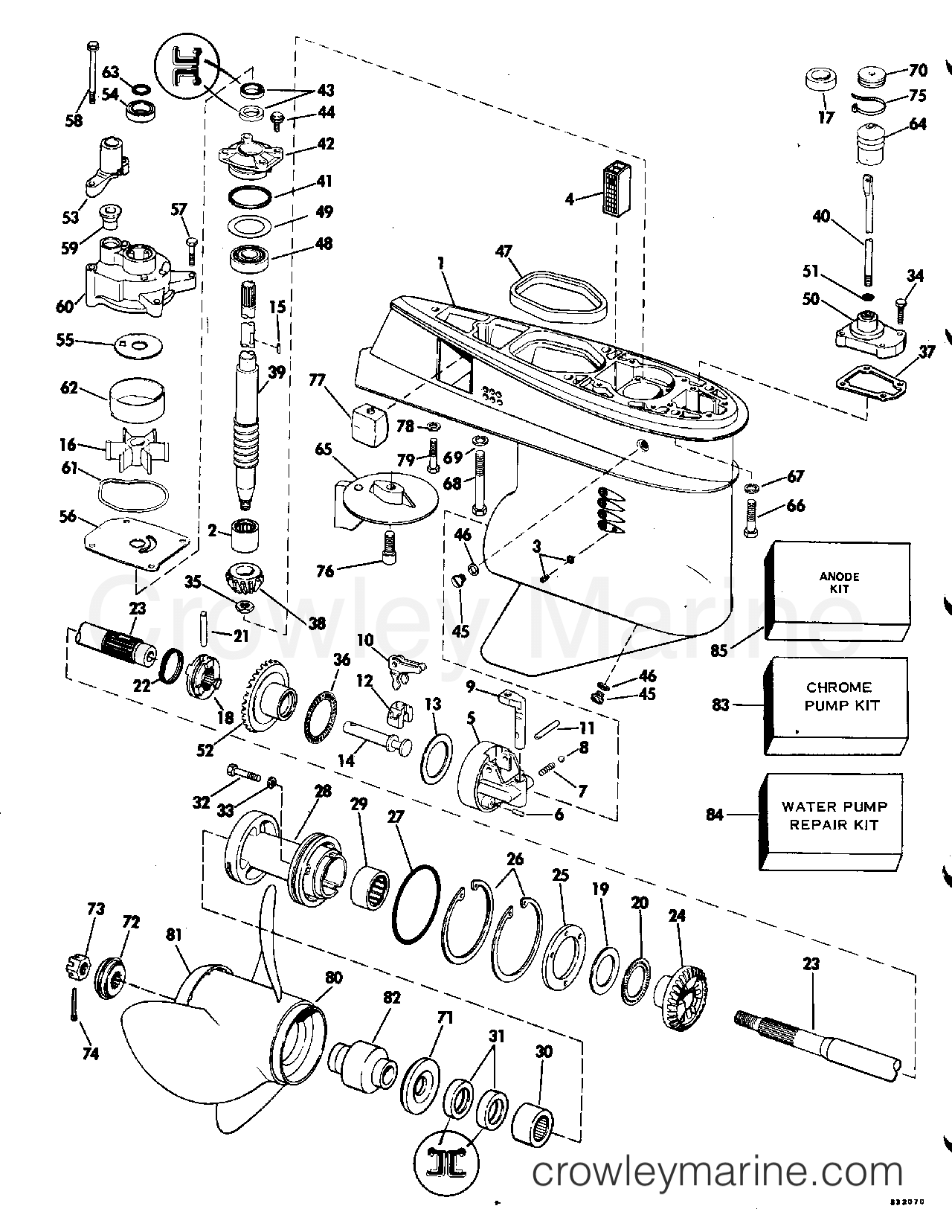 1983 Outboard 60 - J60ECTB - GEARCASE