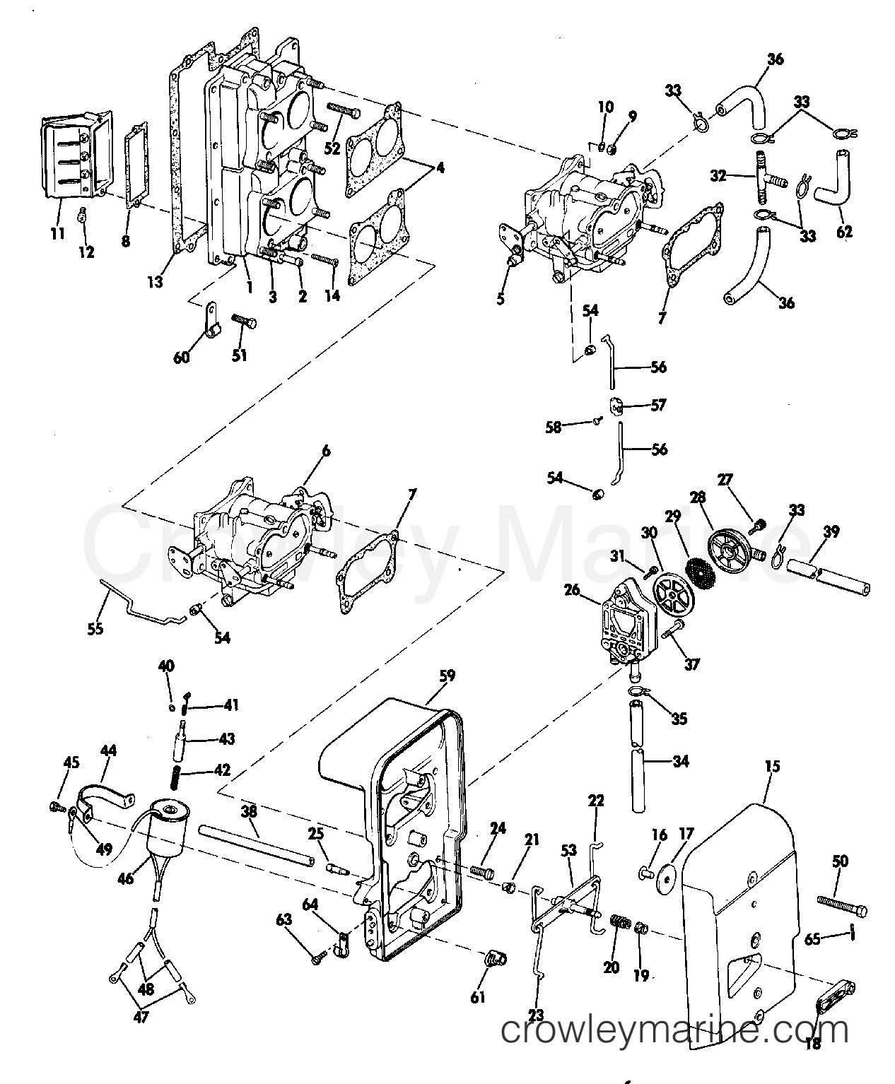1969 Johnson Outboards 115 - 115ESL69E INTAKE MANIFOLD AND CARBURETOR GROUP section