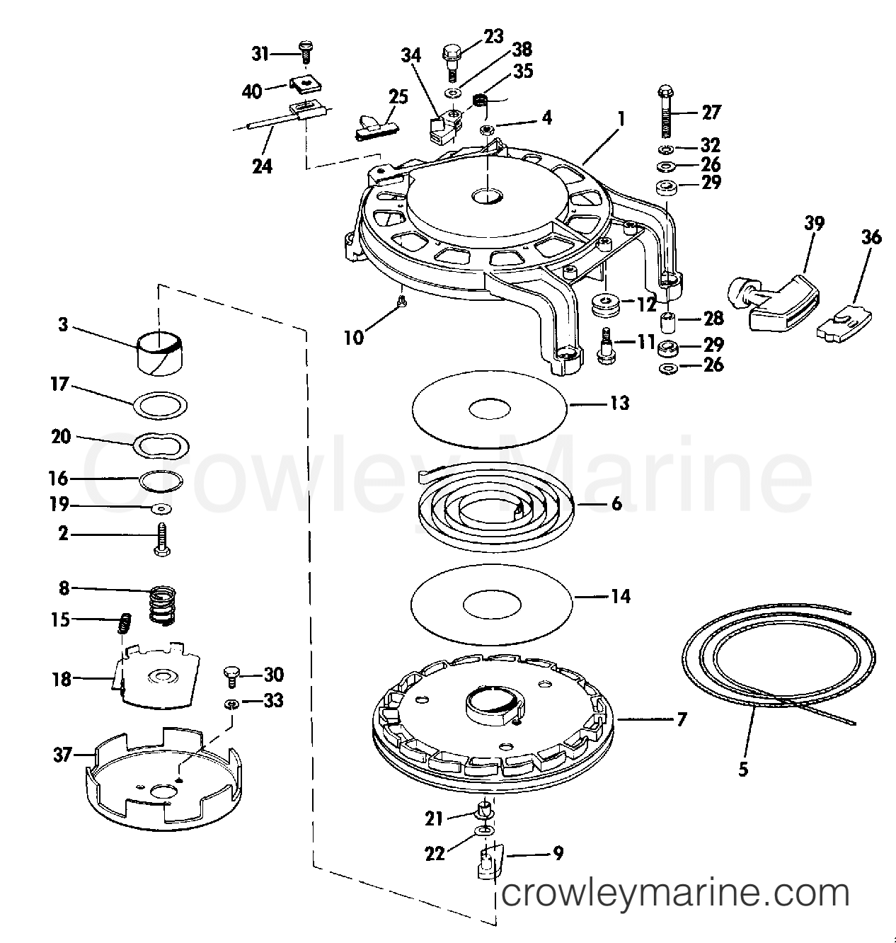 1984 Outboard 40 - E40TECRM - REWIND STARTER