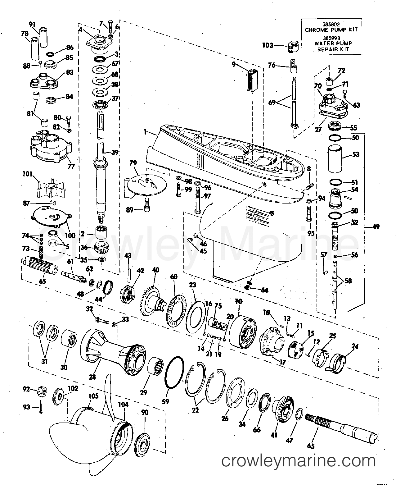 1973 Outboard 85 - 85ESL73M - GEARCASE